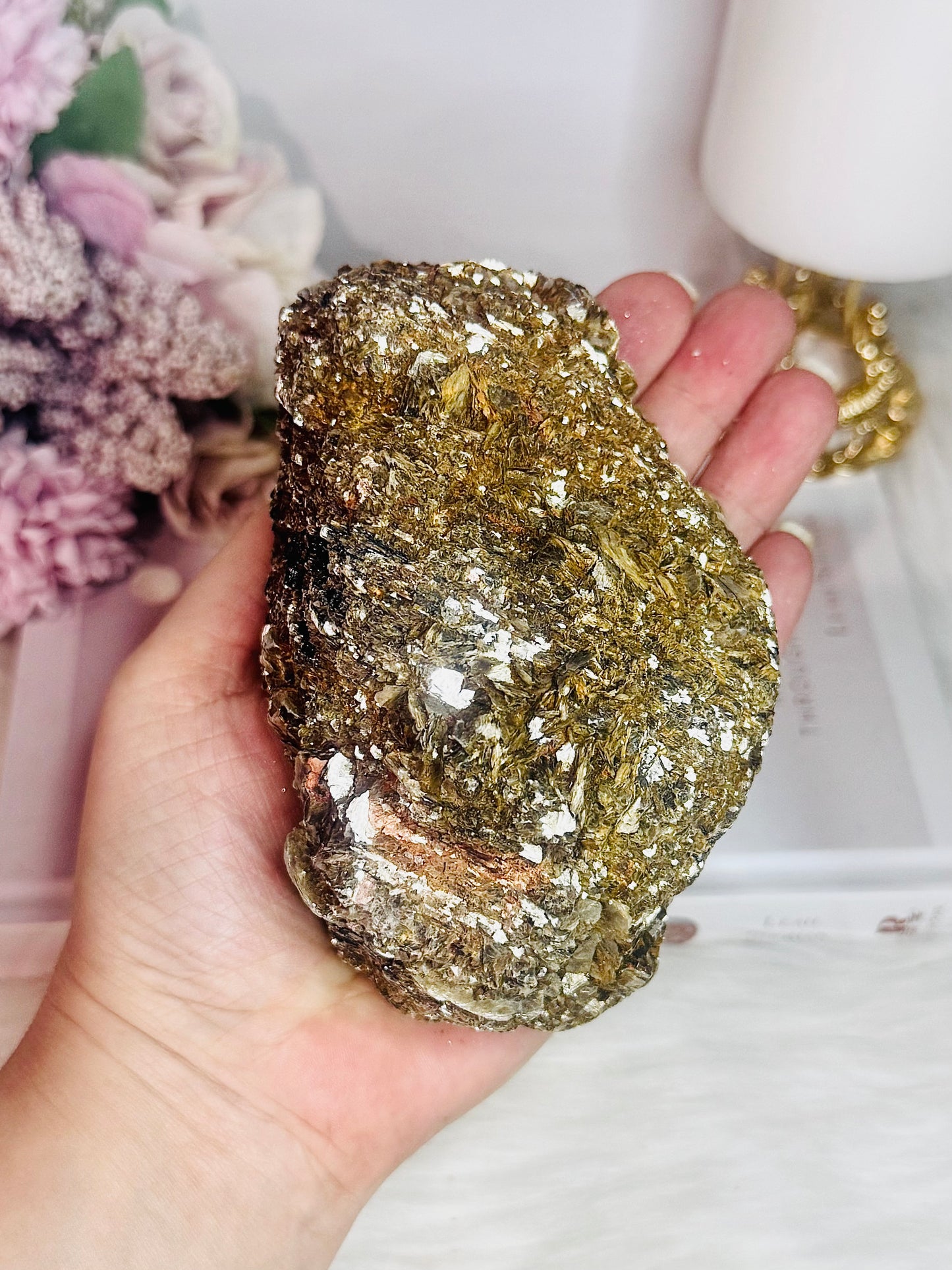 For Protection ~ Natural Large Black Tourmaline in Gold Mica Specimen 790grams