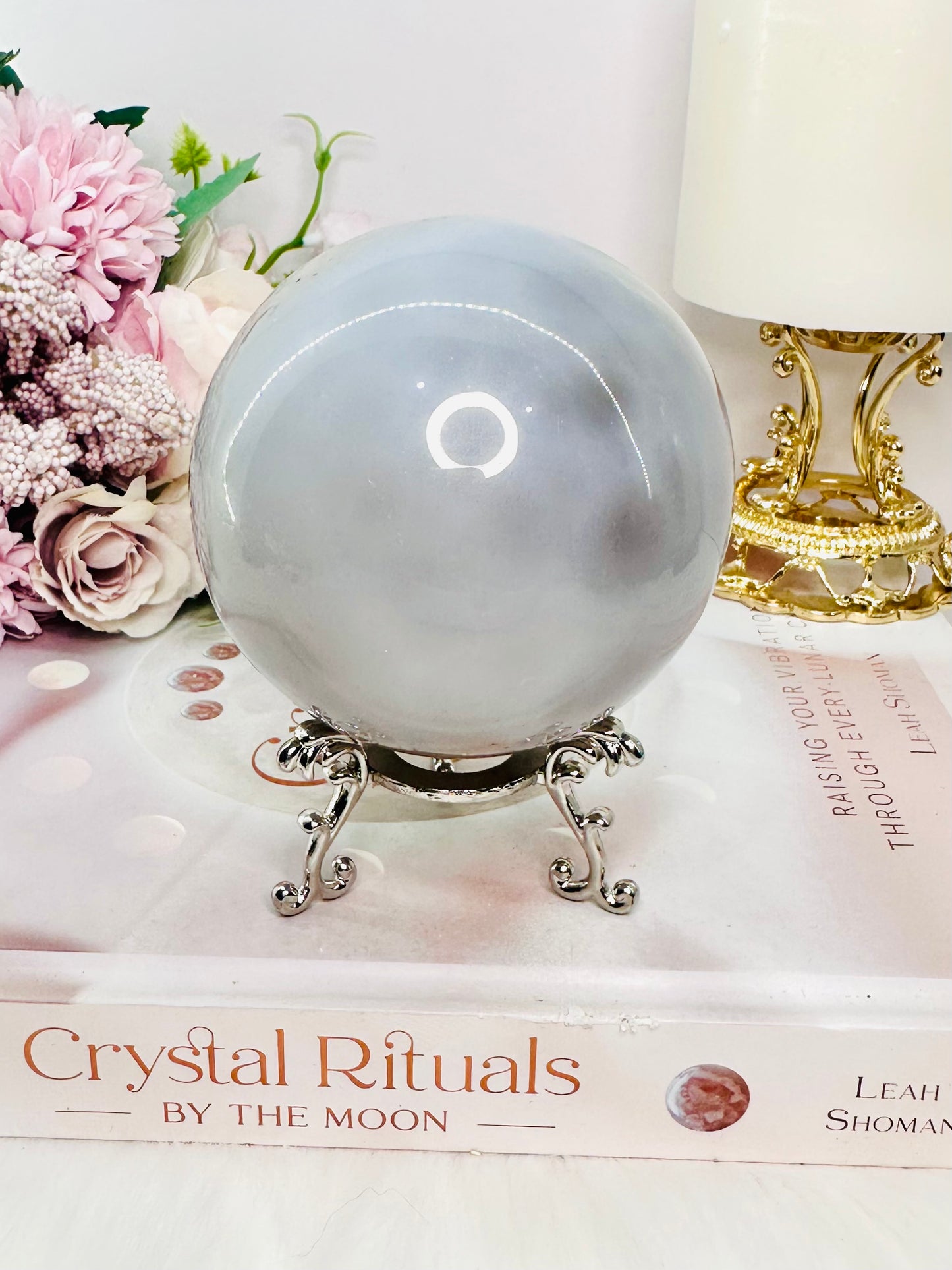 Stunning Large 529gram Sugar Druzy Agate Sphere on Stand
