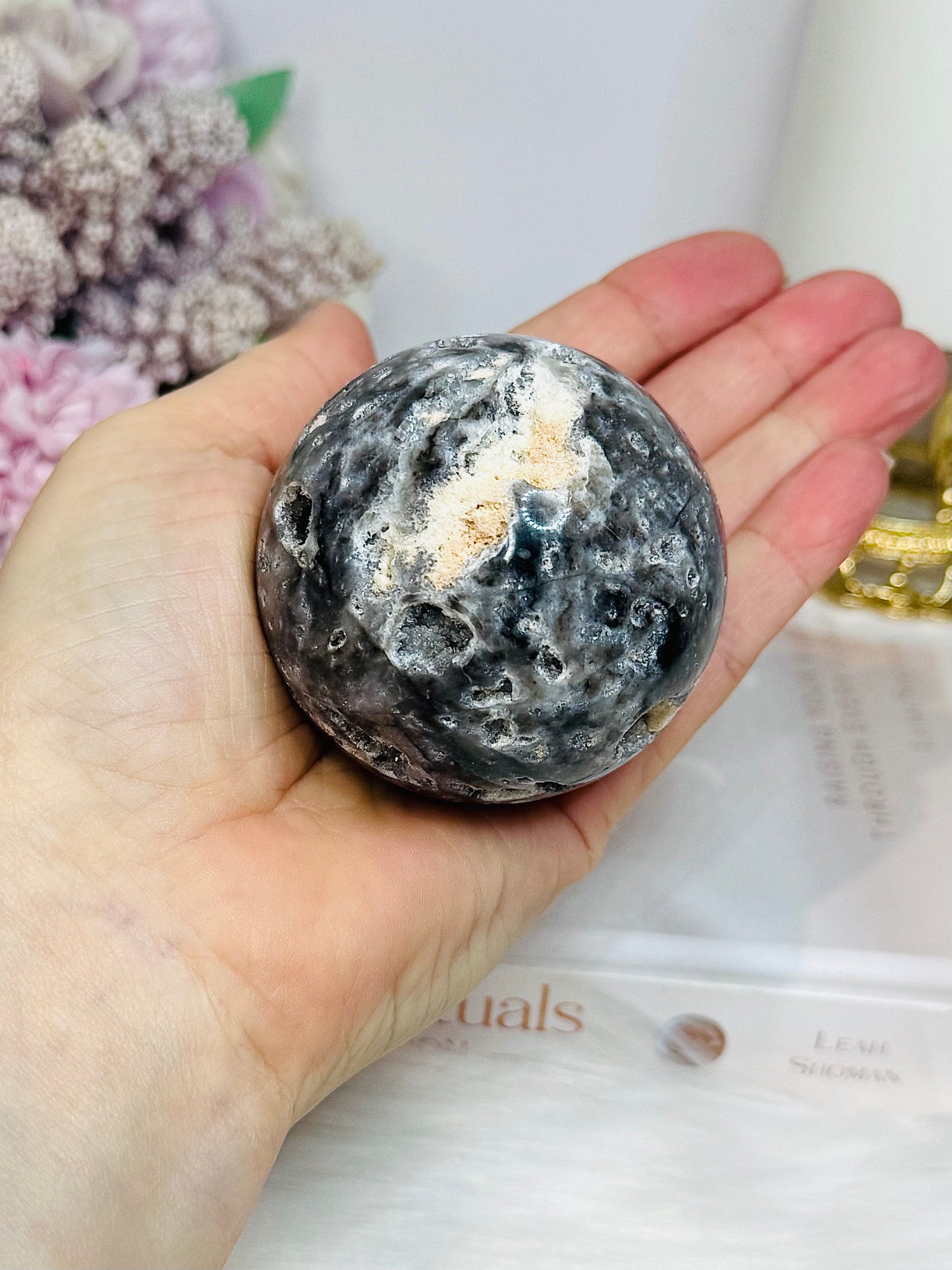 Druzy Black Sphalerite Sphere on Stand 260g