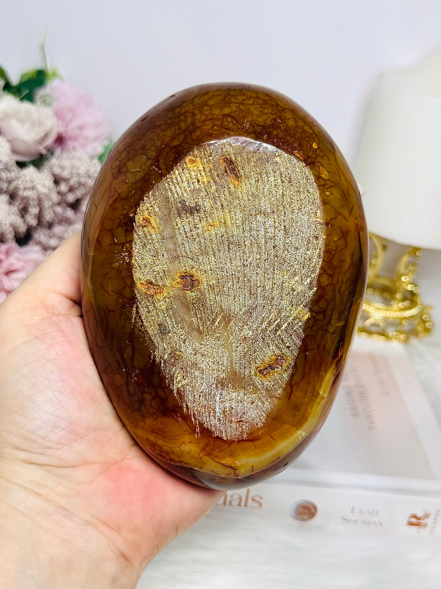 Large Carnelian Carved Bowl 13.5cm 705g