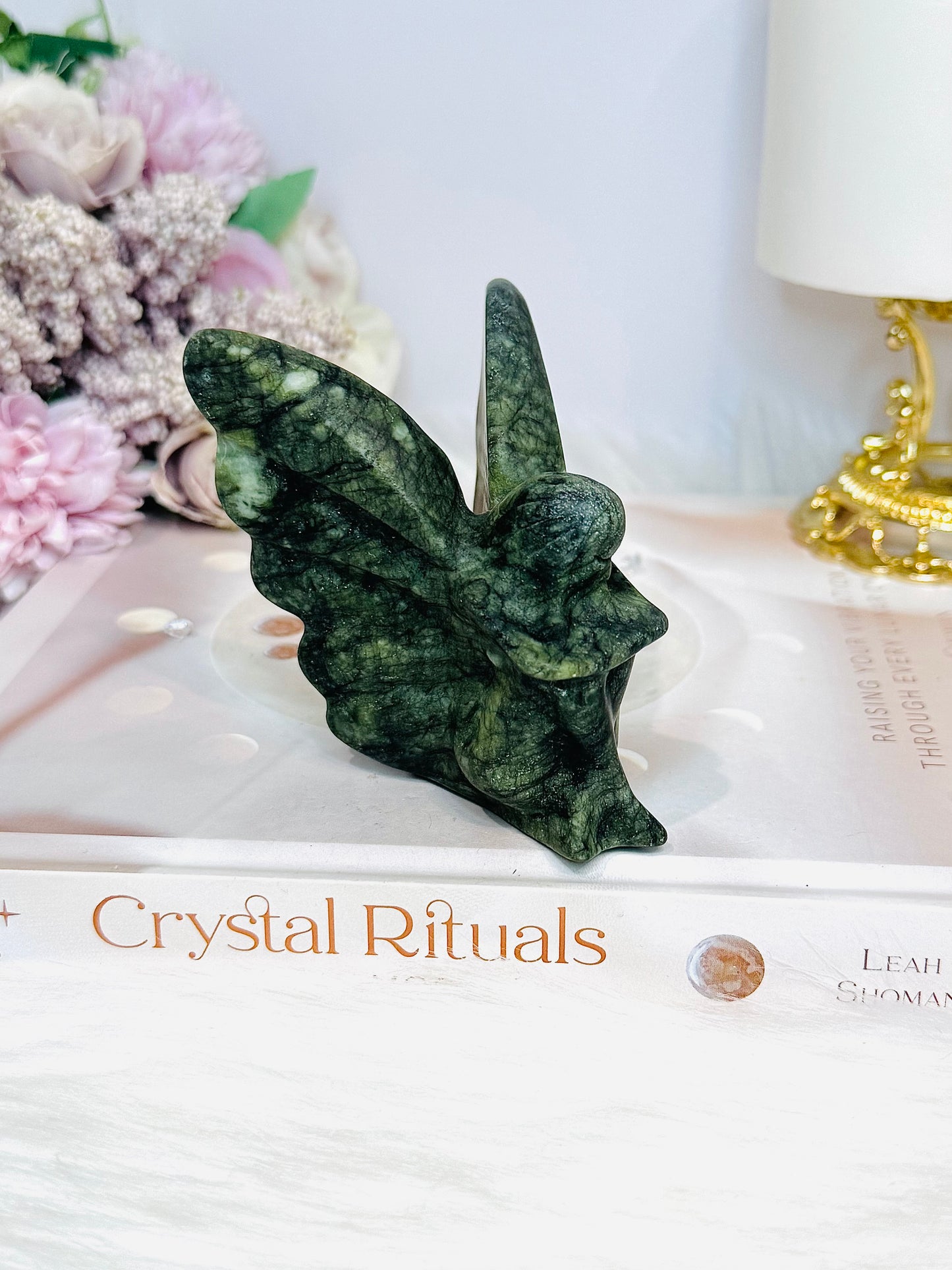 Green Jade Sitting Fairy Carving 8cm