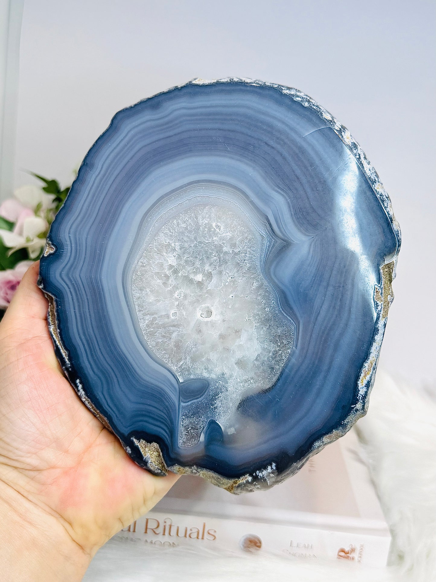 Large Druzy Agate Slab On Stand 17cm 600g