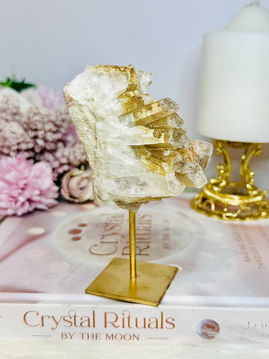 Natural Lithium Cluster Specimen on Gold Stand 12cm 310g