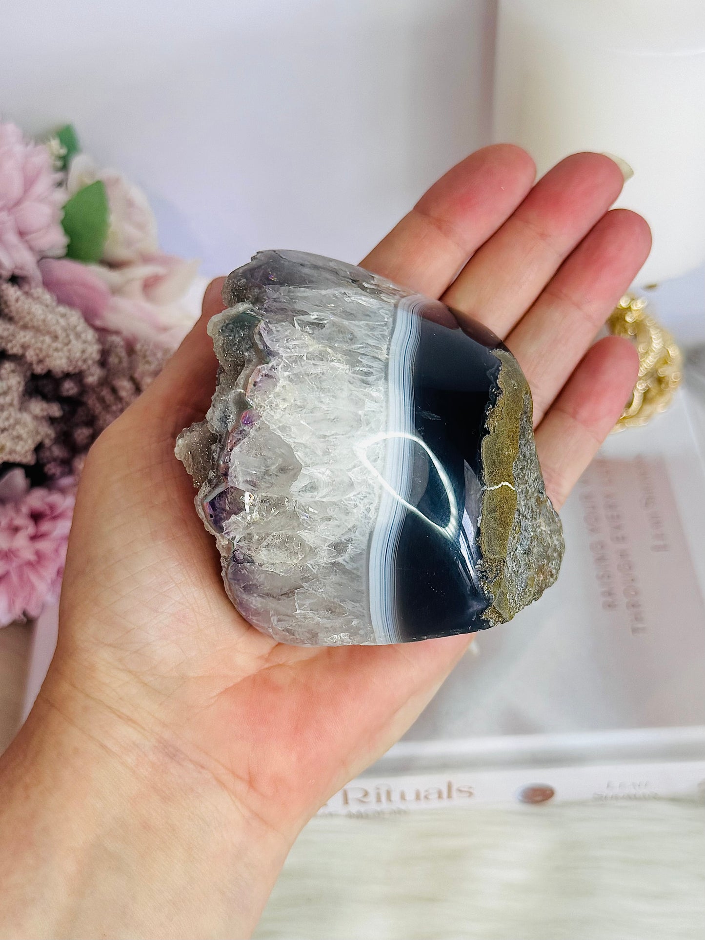 Galaxy Amethyst Base Cut Cluster From Brazil 8cm