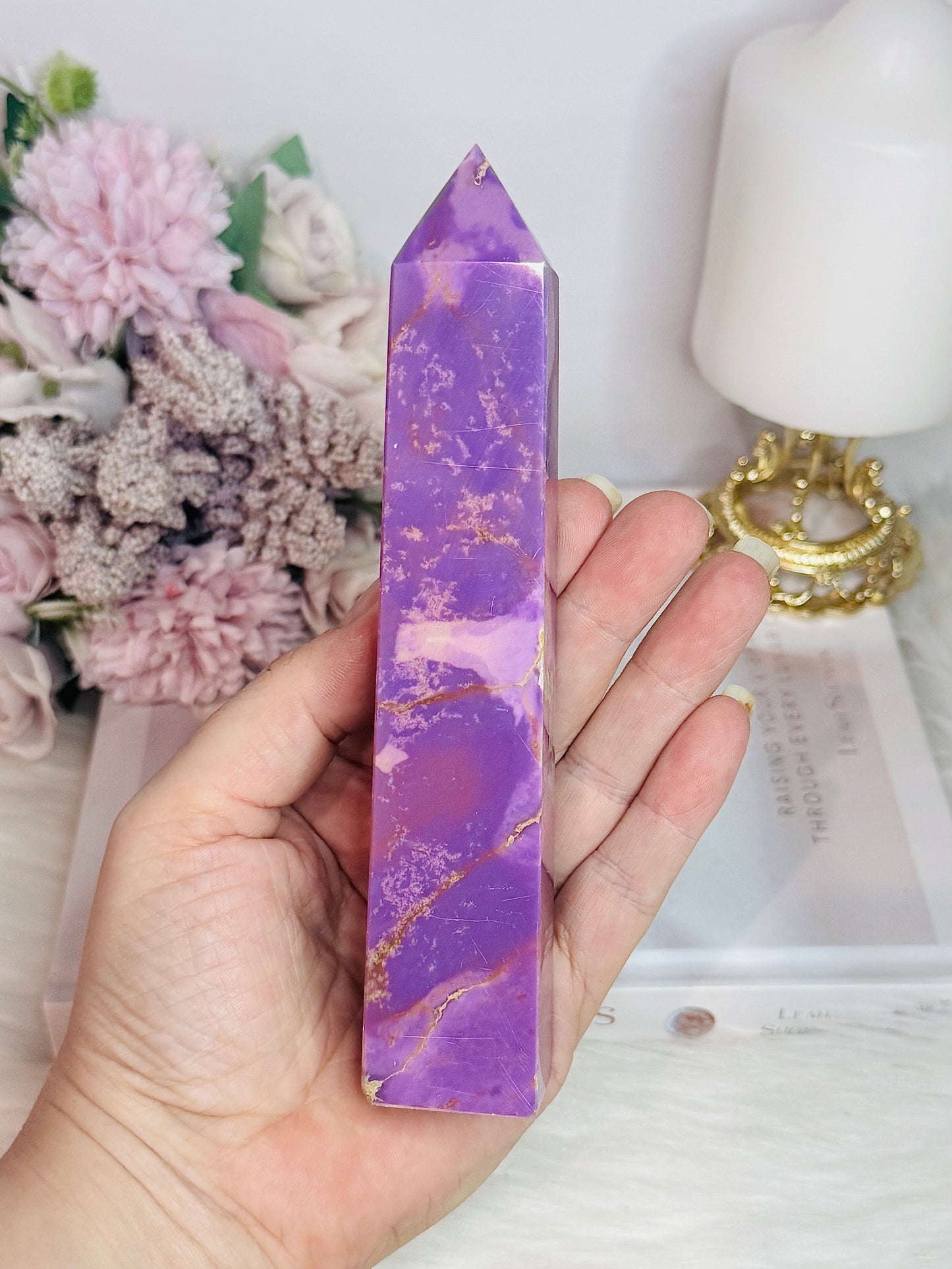 High Grade Rare Natural Phosphosiderite Carved Tower From USA 16cm