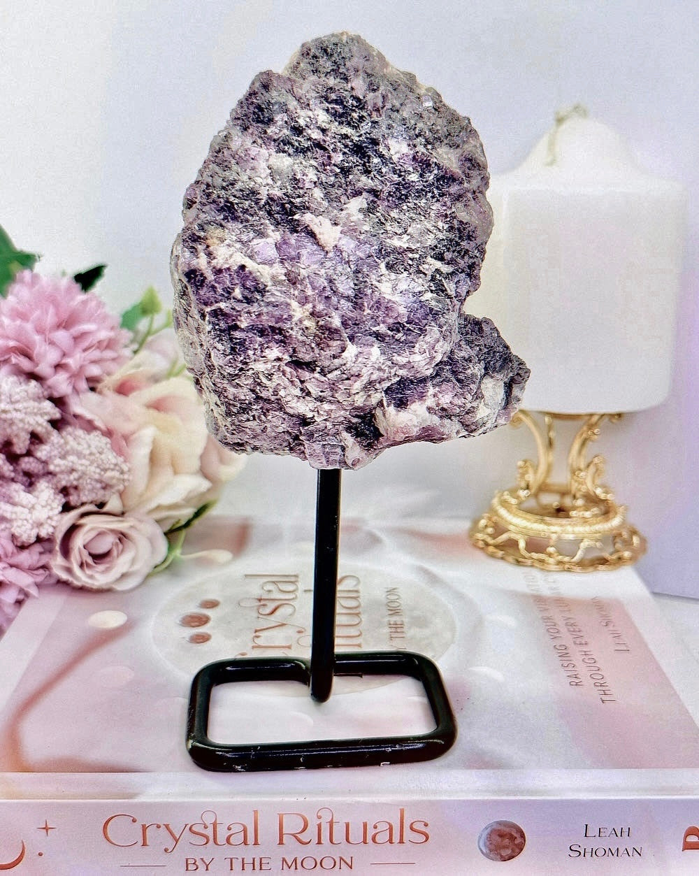 Large Natural Raw Lepidolite Specimen On Stand 17cm 579grams
