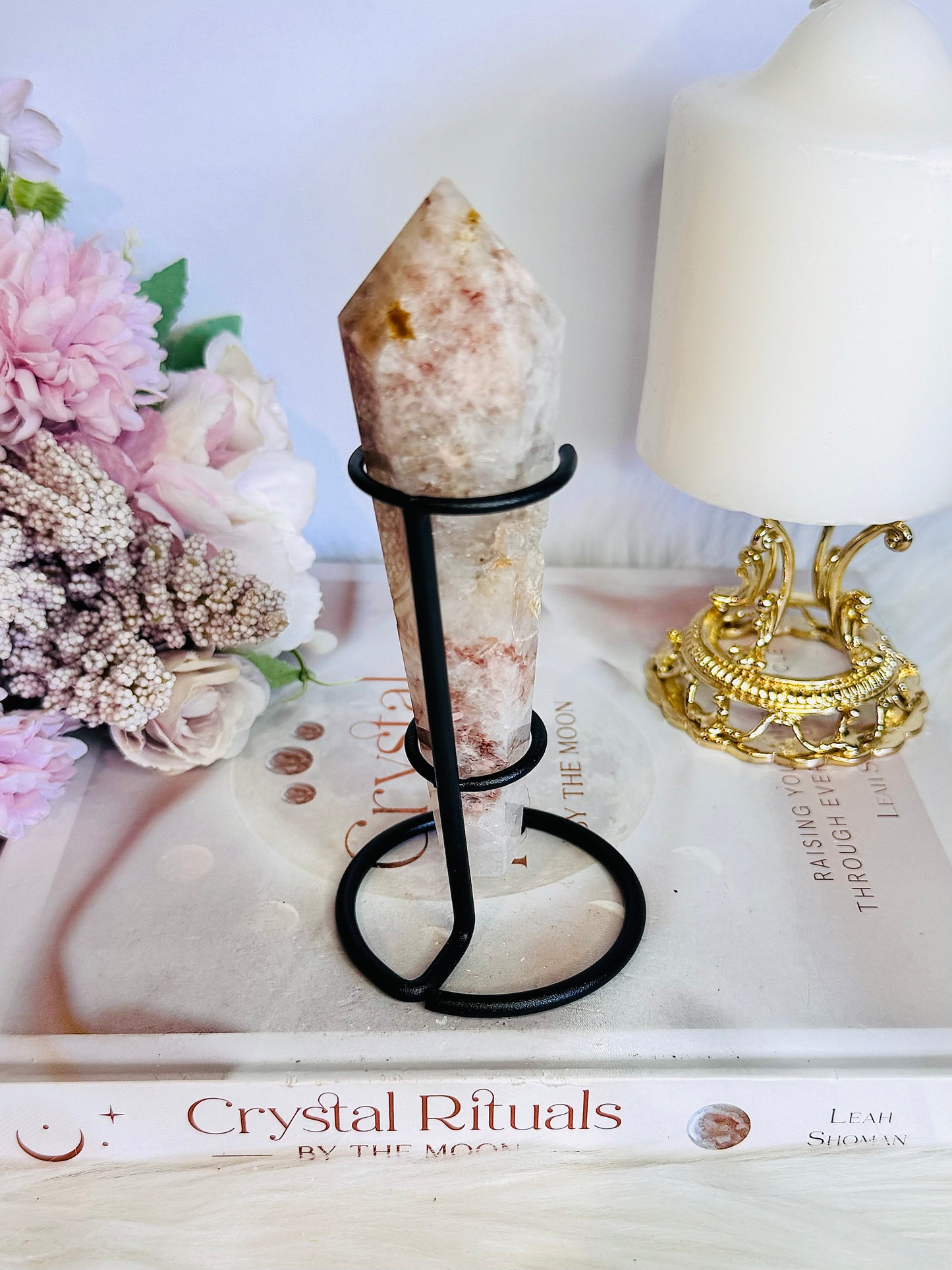 Druzy Flower Agate Tower | Wand 15cm On Stand