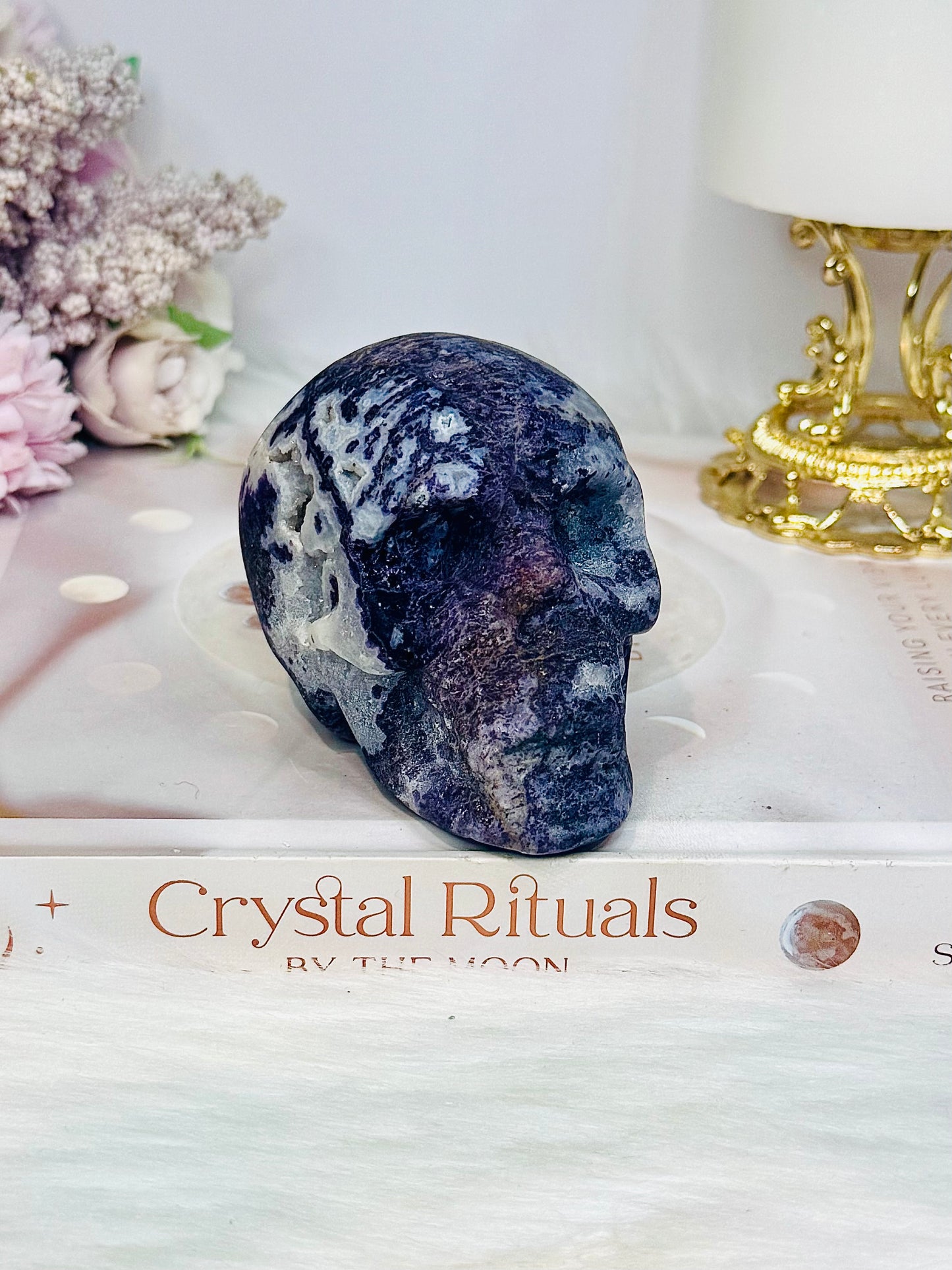 Purple Sphalerite Druzy Skull 8cm 419g