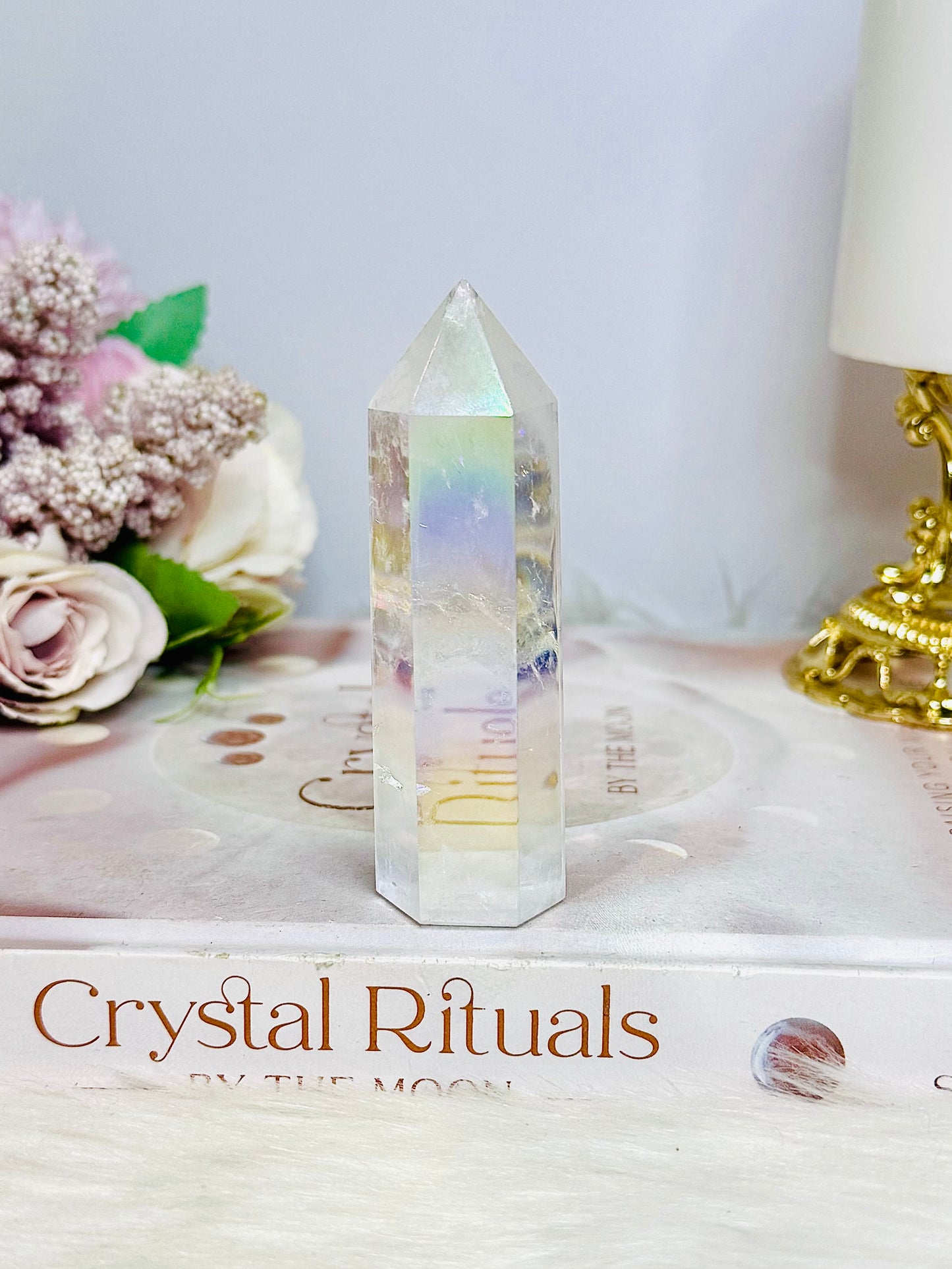Clear Quartz Angel Aura Tower 8.5cm