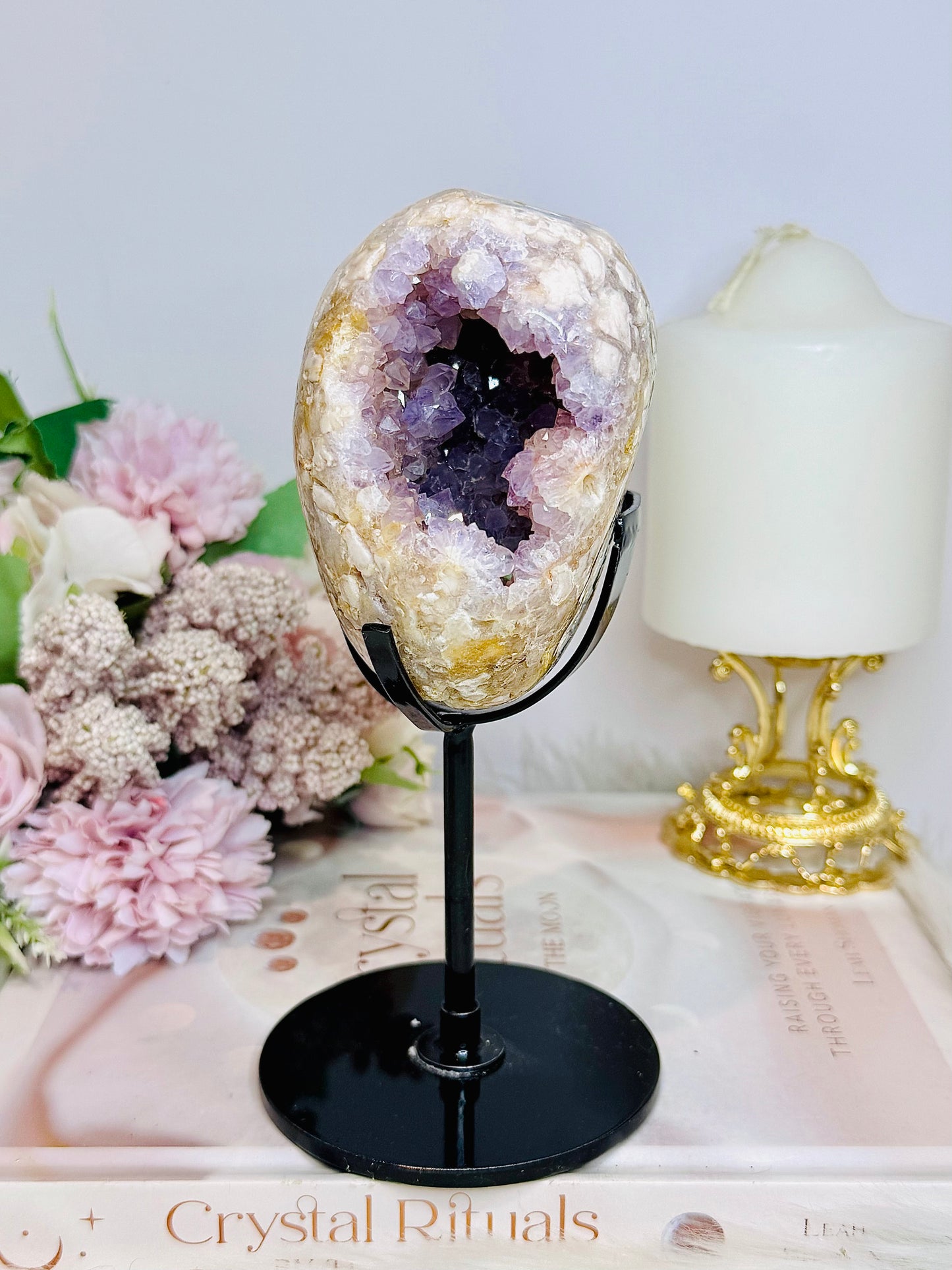 High Grade Druzy Pink Amethyst Geode On Custom Made Stand 18cm 714g
