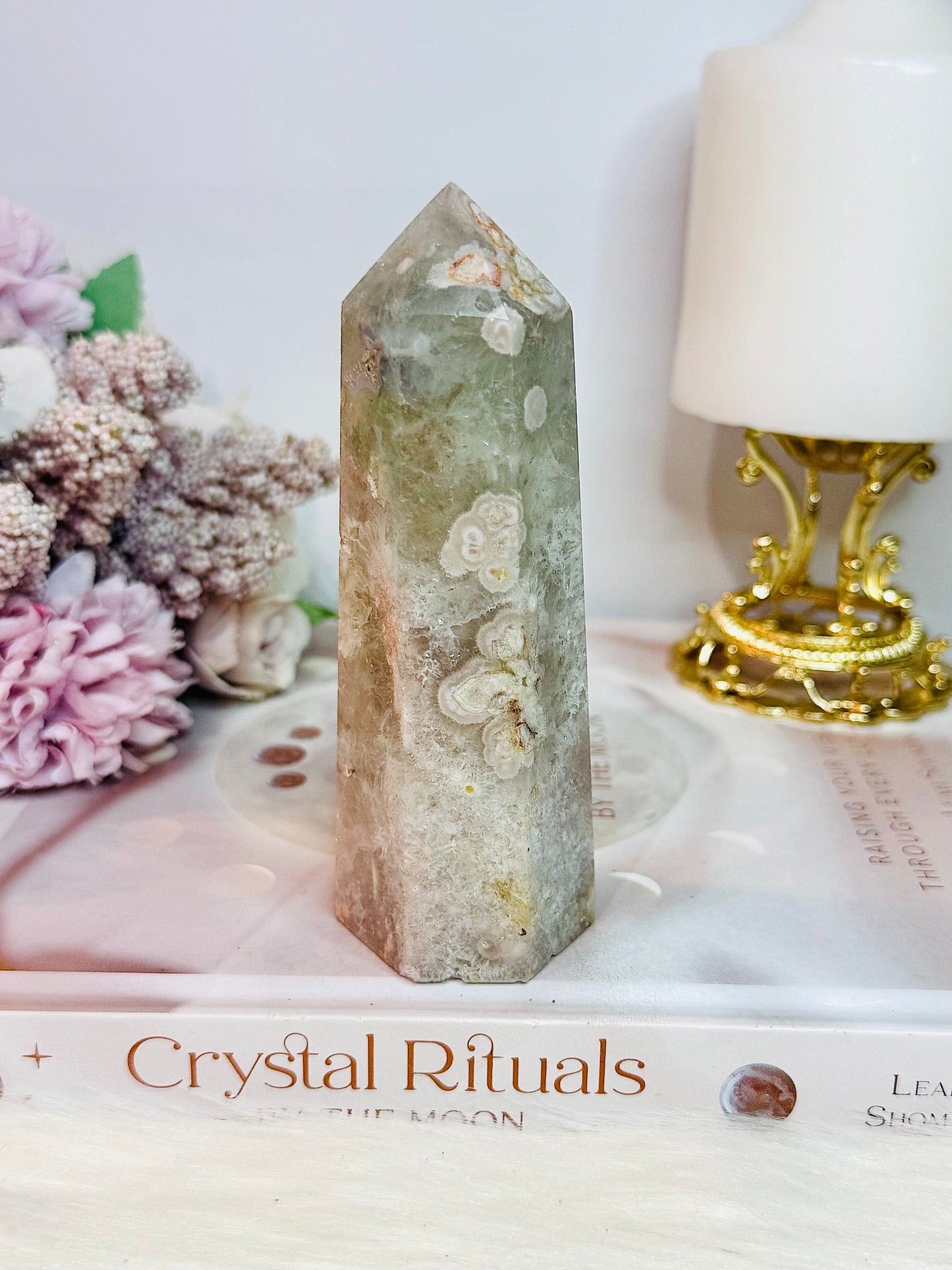 Green Cherry | Flower Agate Chunky Tower 12cm