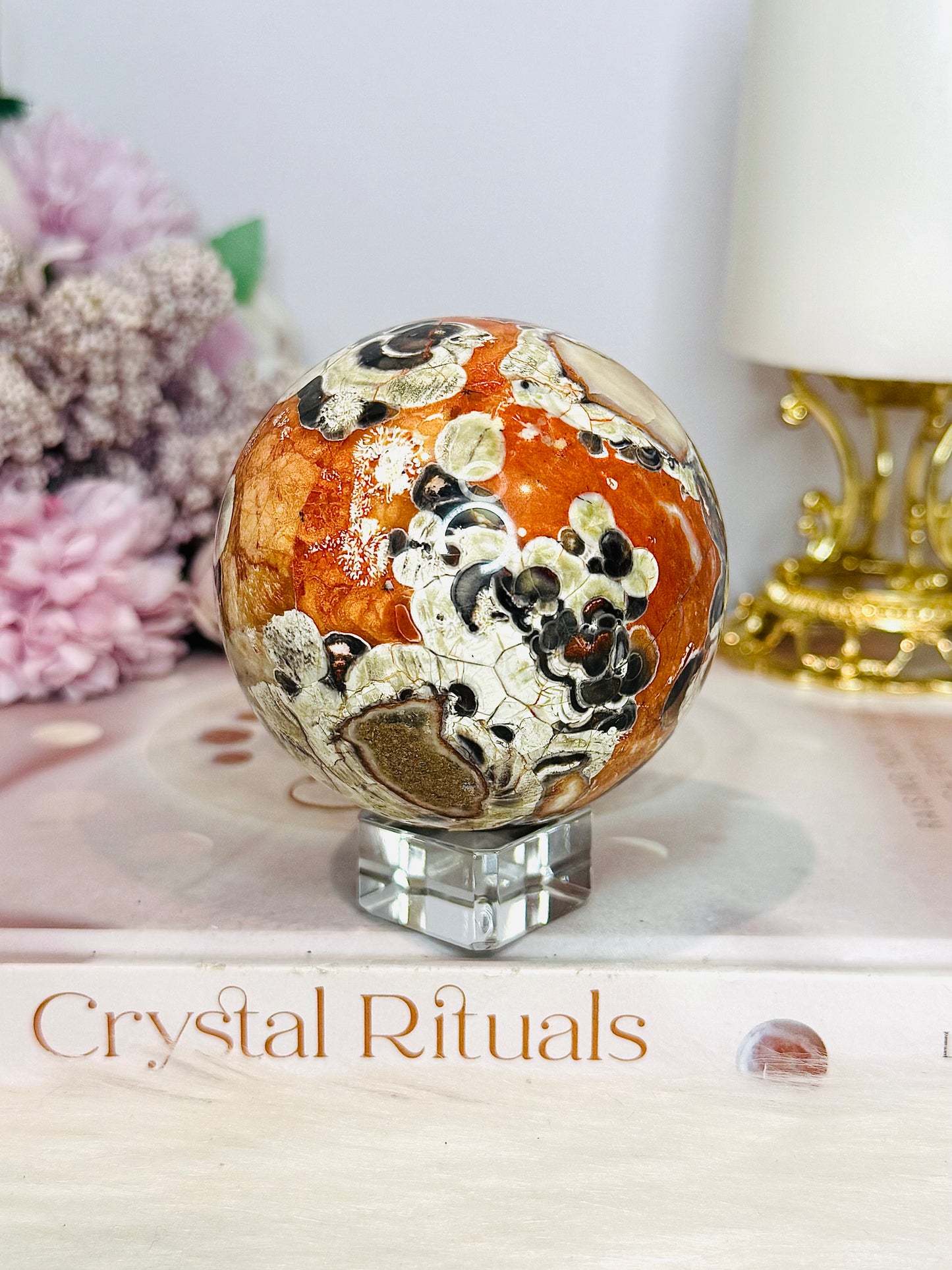 Large Money Agate Sphere On Stand 350g