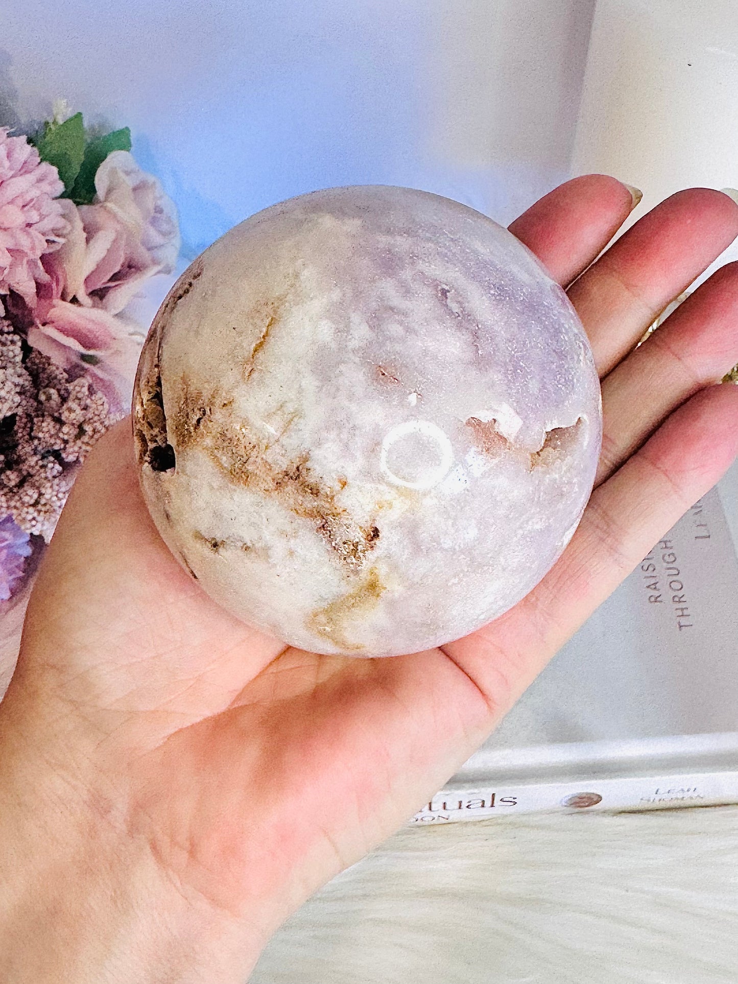 Natural Large Druzy Pink Amethyst Carved Sphere on Stand From Brazil 610grams