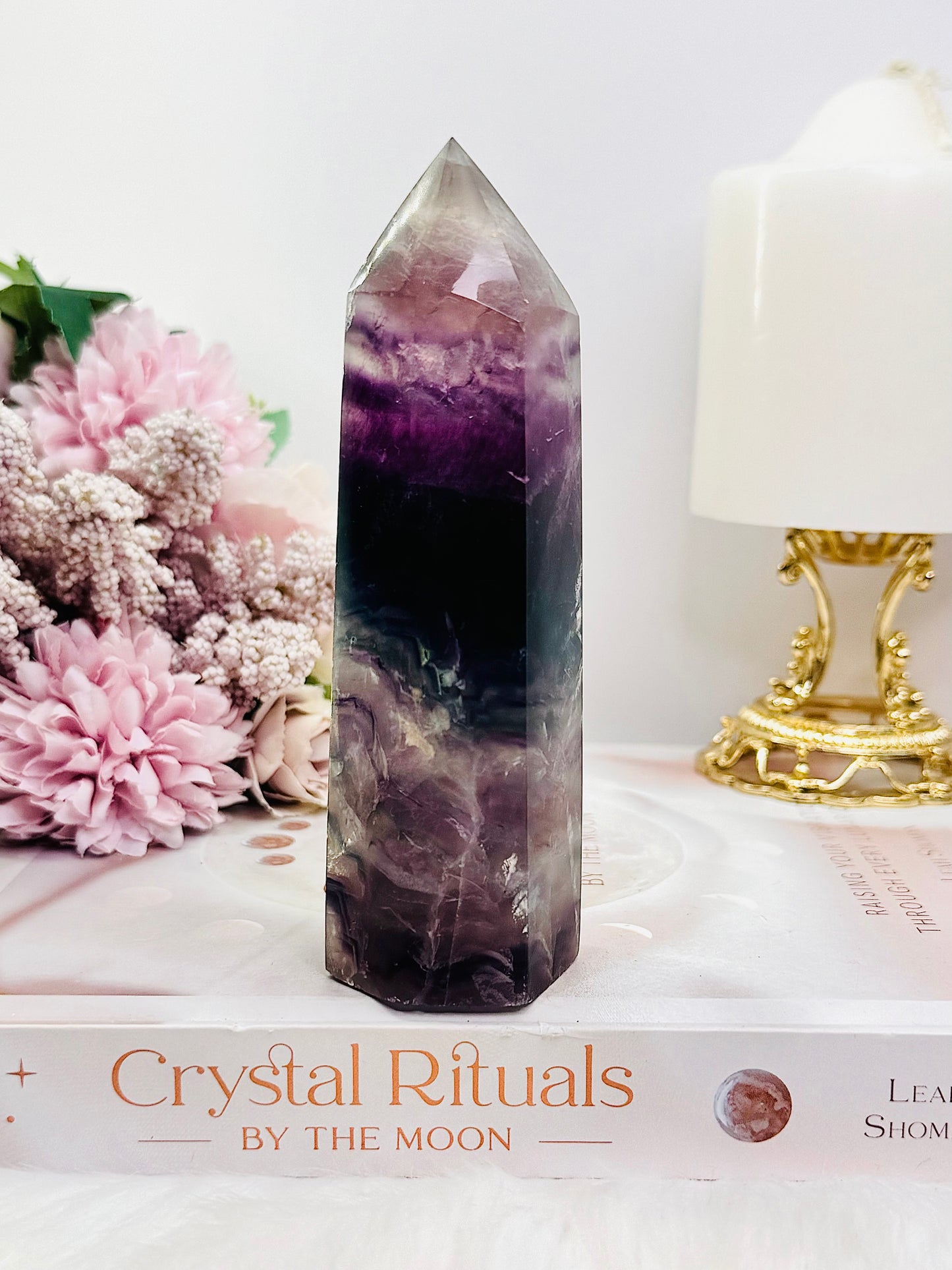 Large Chunky 13cm Rainbow Fluorite Tower