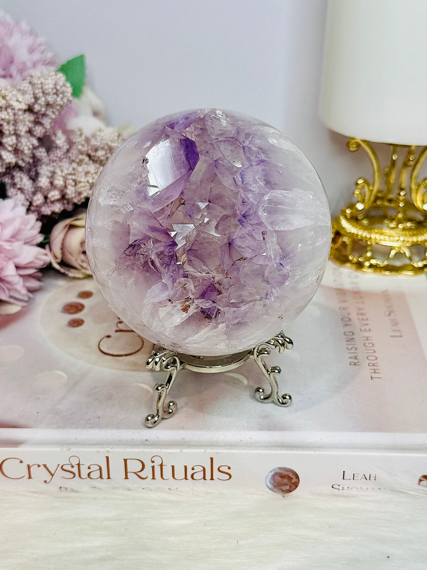 Large Druzy Amethyst Sphere on Stand 618g