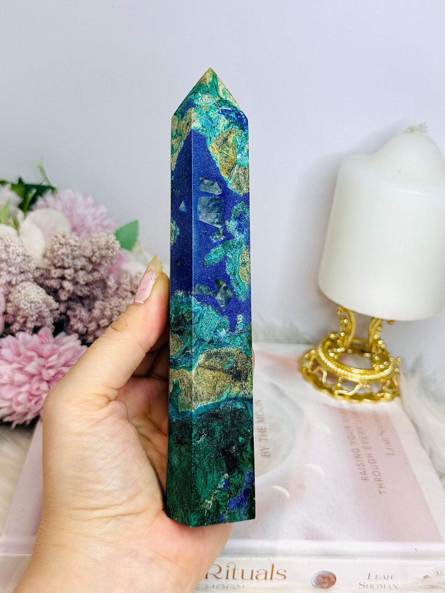 Large Azurite Tower 18cm High Grade