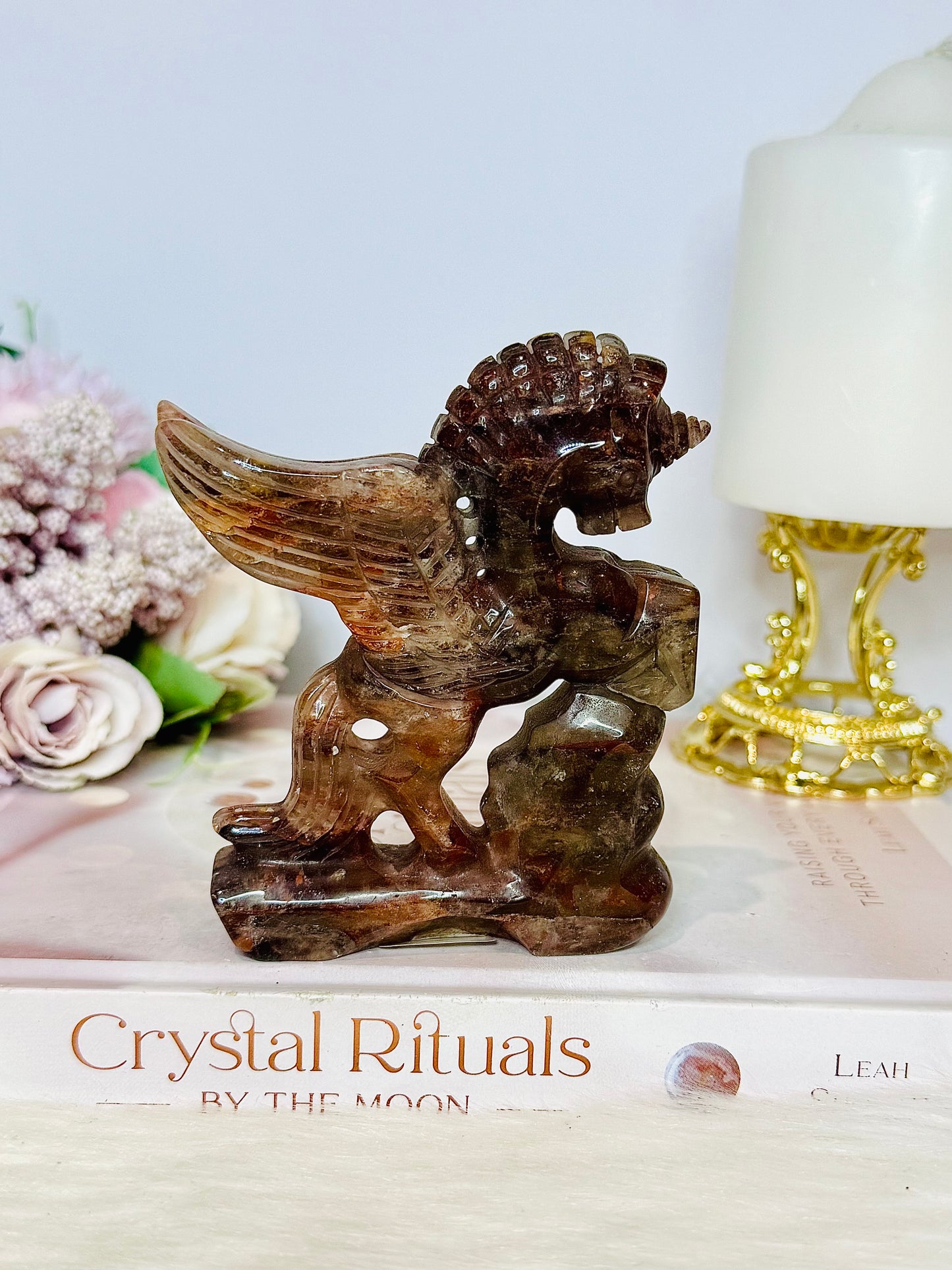 Fire Quartz Carved Unicorn 10cm