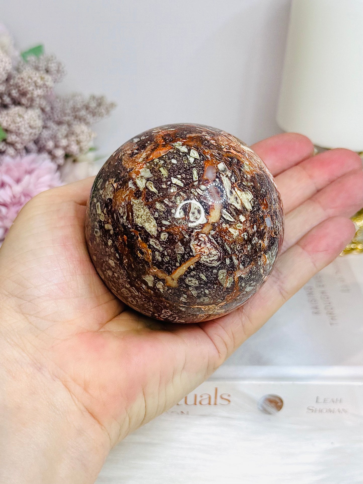 Large Money Agate Sphere on Stand 432g