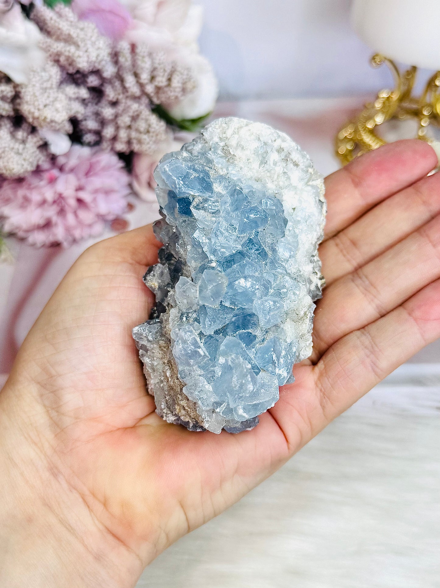Natural Blue Celestite Cluster 381grams