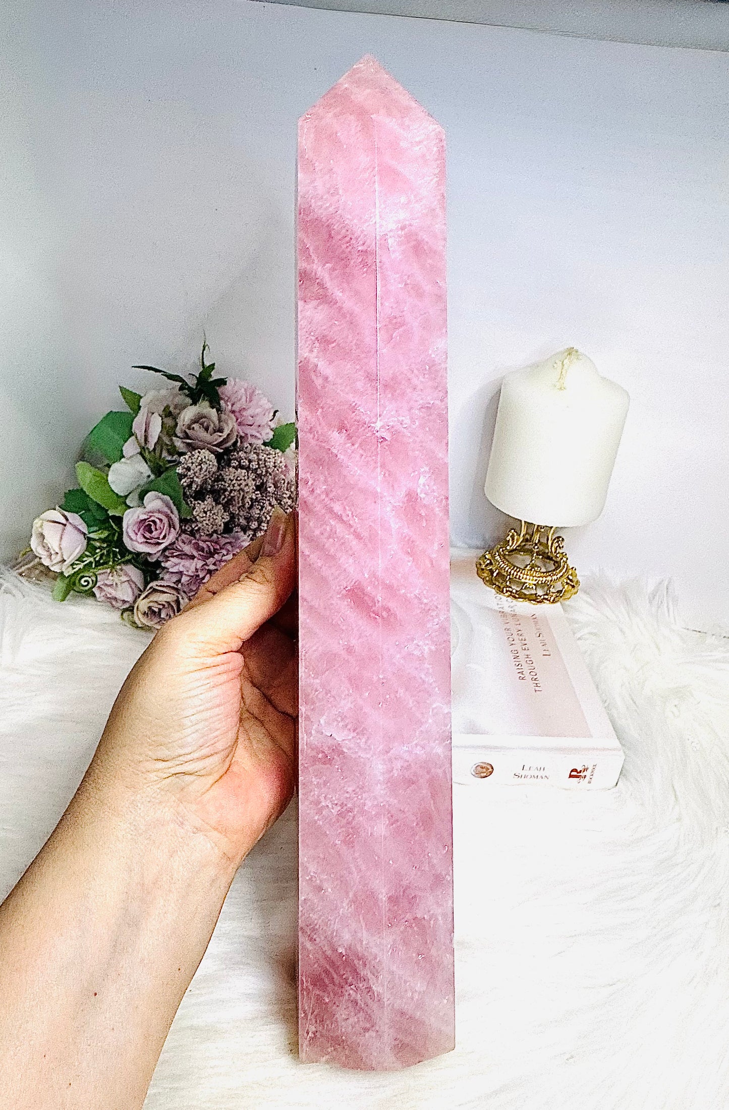 Huge Very Pink Natural Rose Quartz Tower | Generator 36cm 2.17KG