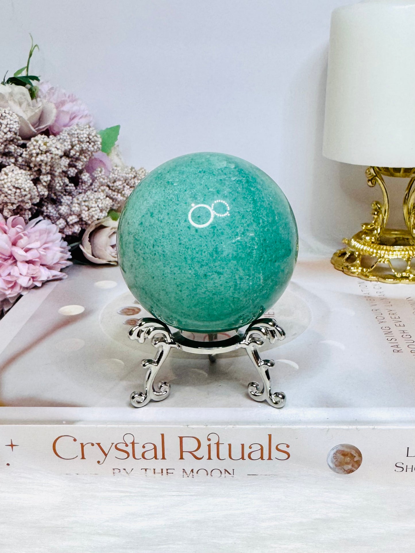 Large Green Aventurine Sphere On Stand 302g