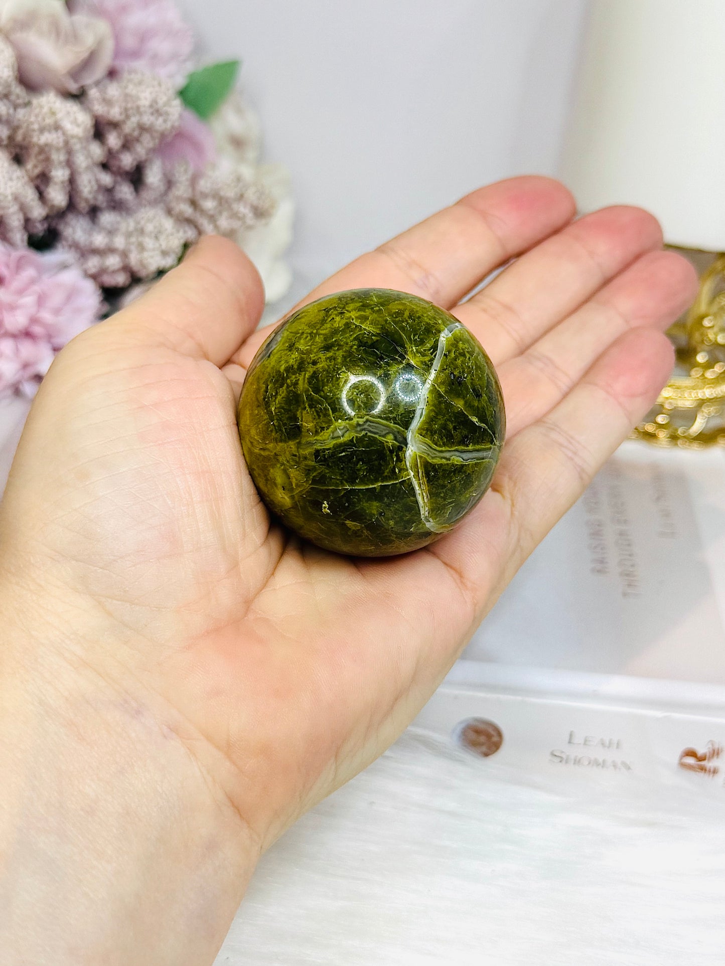 Green Opal Sphere on Stand 122g