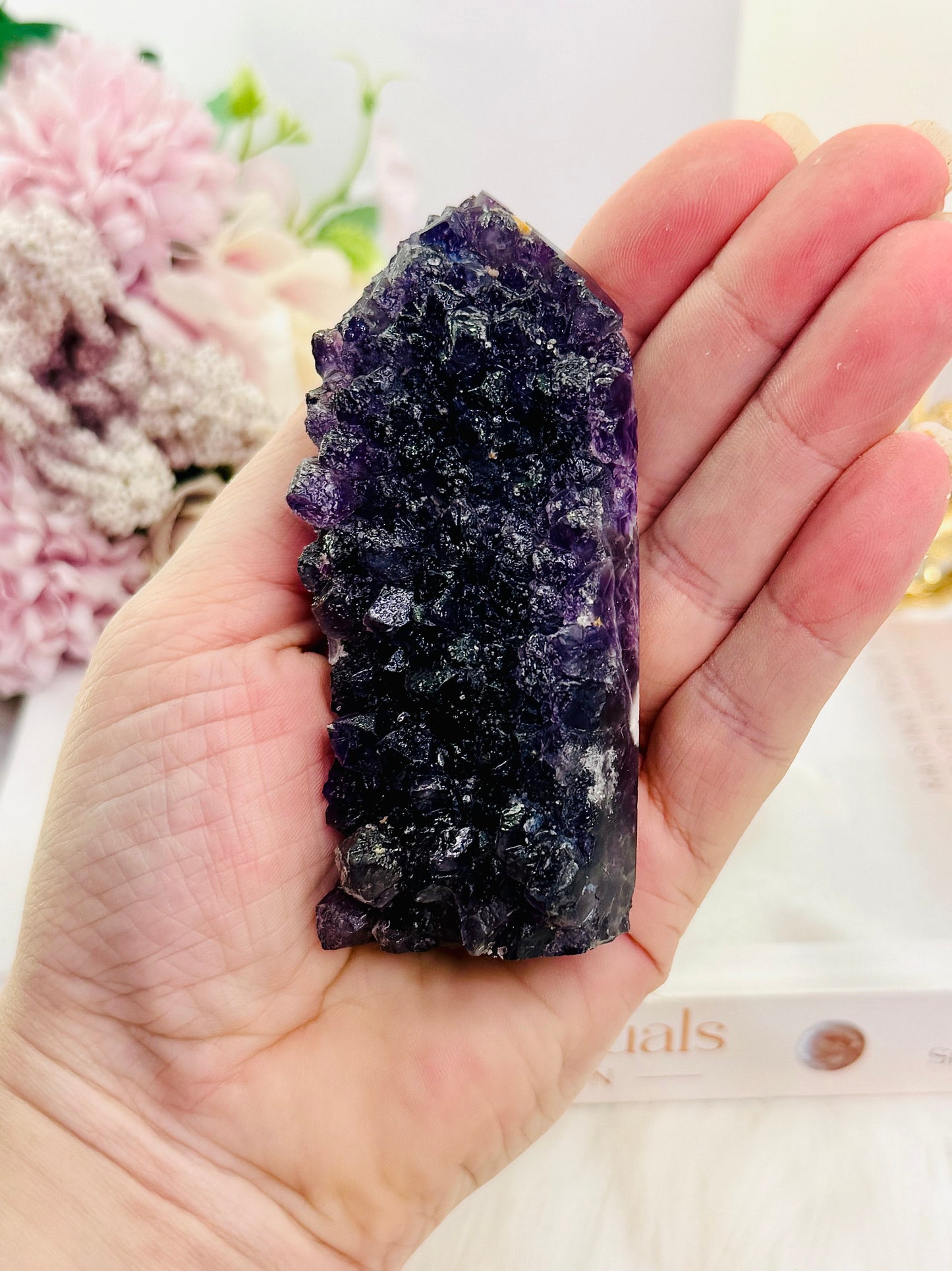 Natural Purple Root Fluorite Druzy Tower 9cm