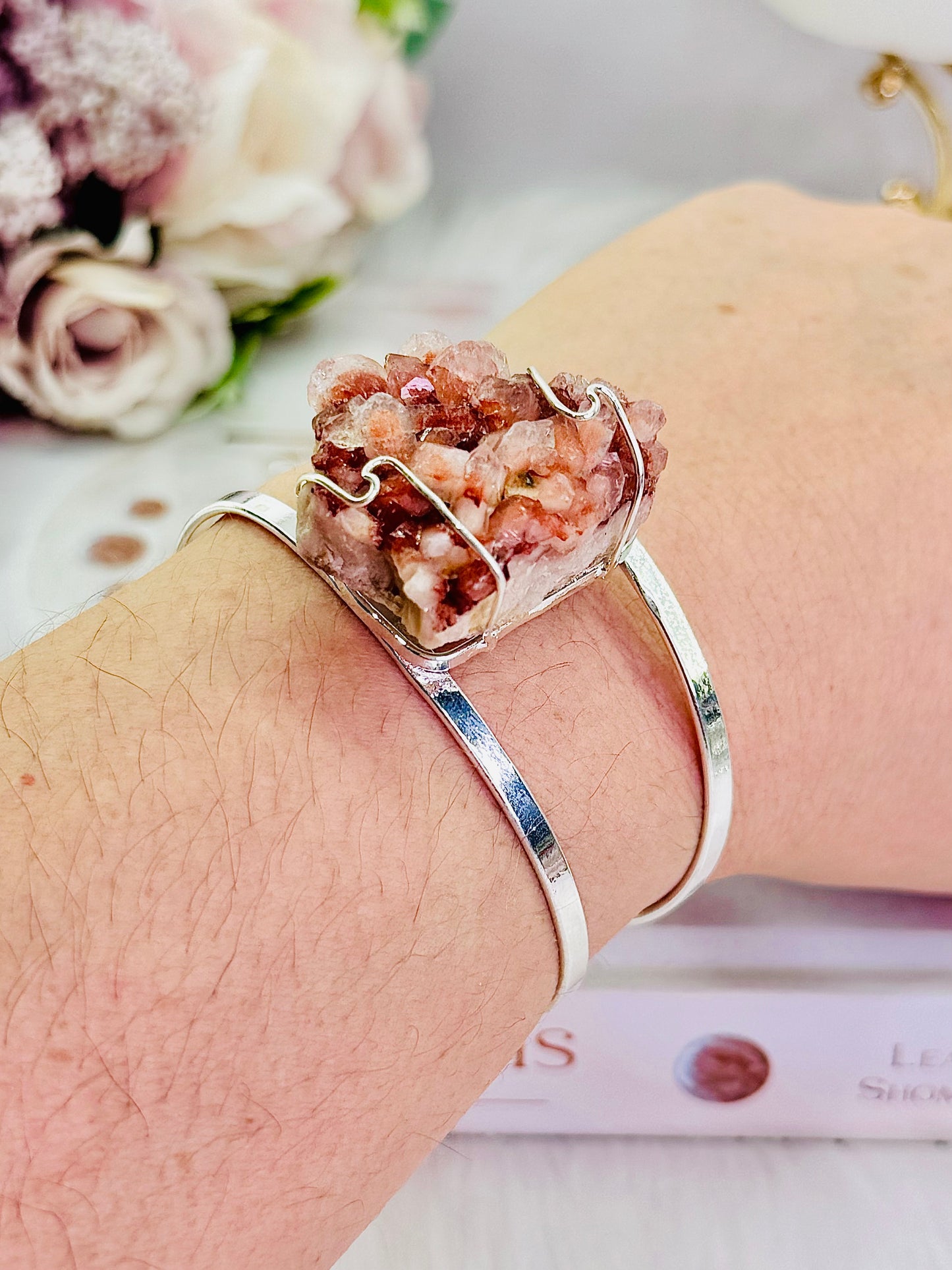 Stunning Chunky Druzy Pink Amethyst Silver Plated Bracelet From Brazil ~ Absolutely Gorgeous