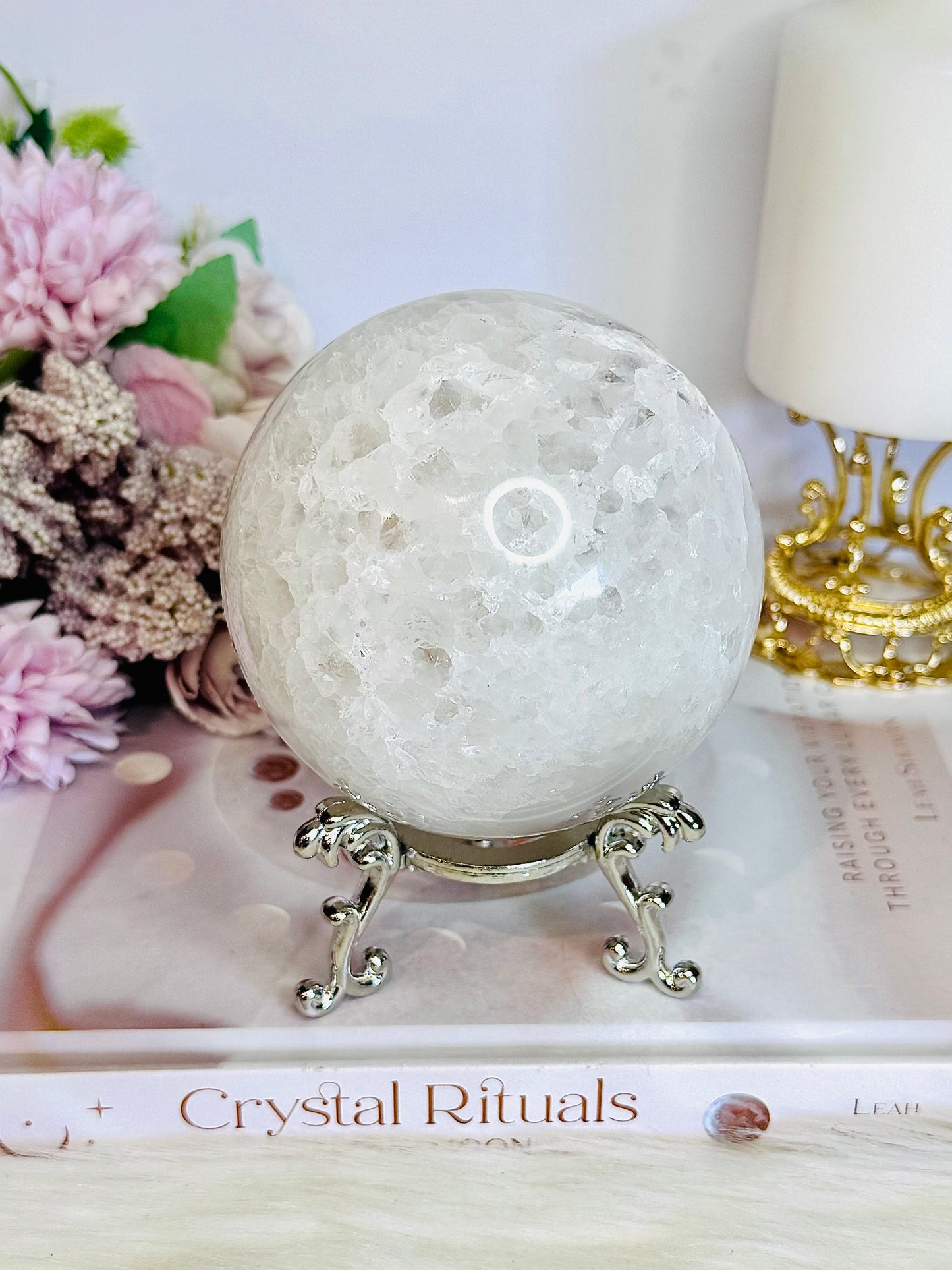 High Grade Absolutely Incredible Large Clear Quartz Druzy Sphere From Brazil 845grams