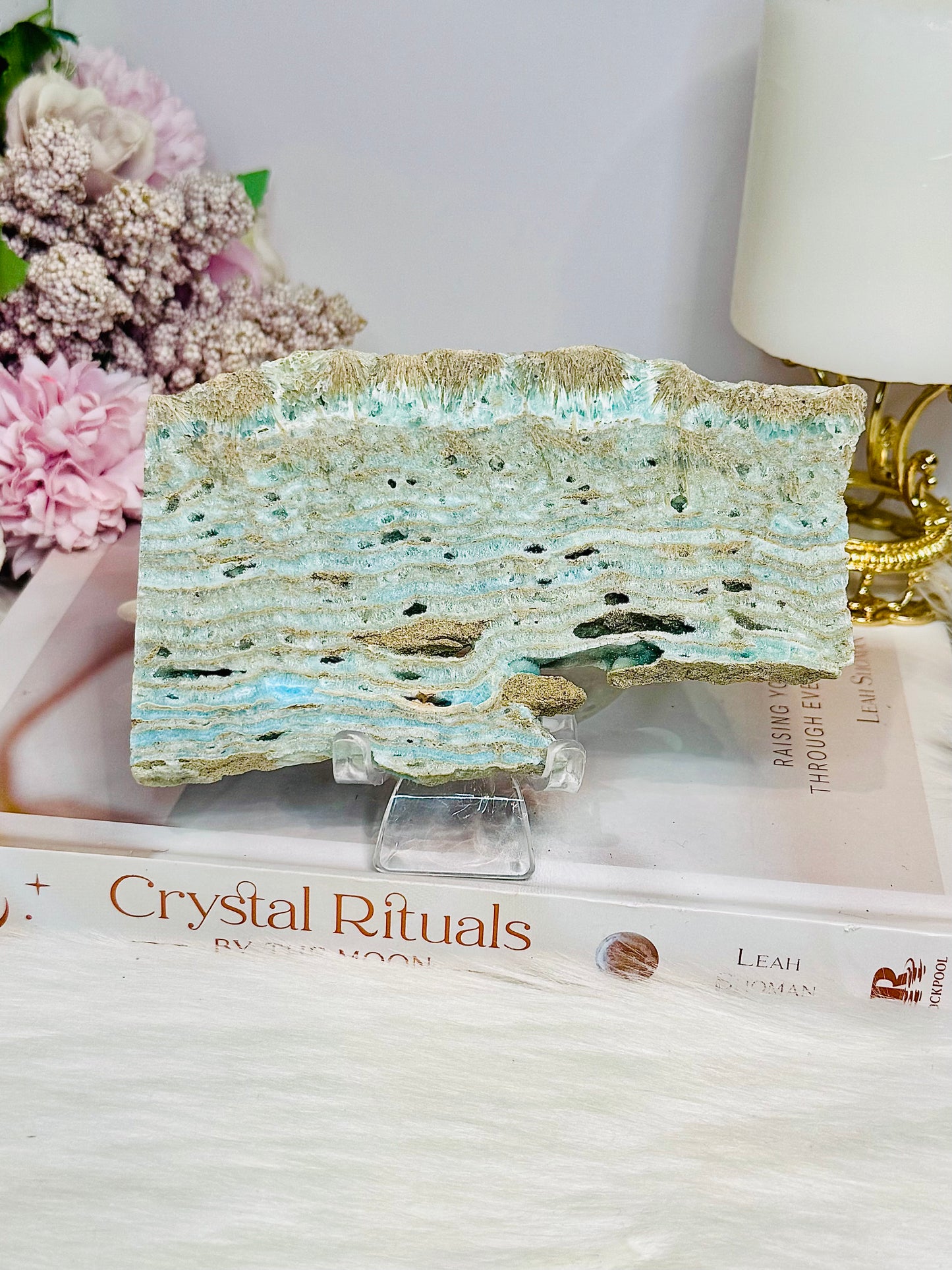 Natural Blue Hemimorphite Slab on Stand 13.5cm