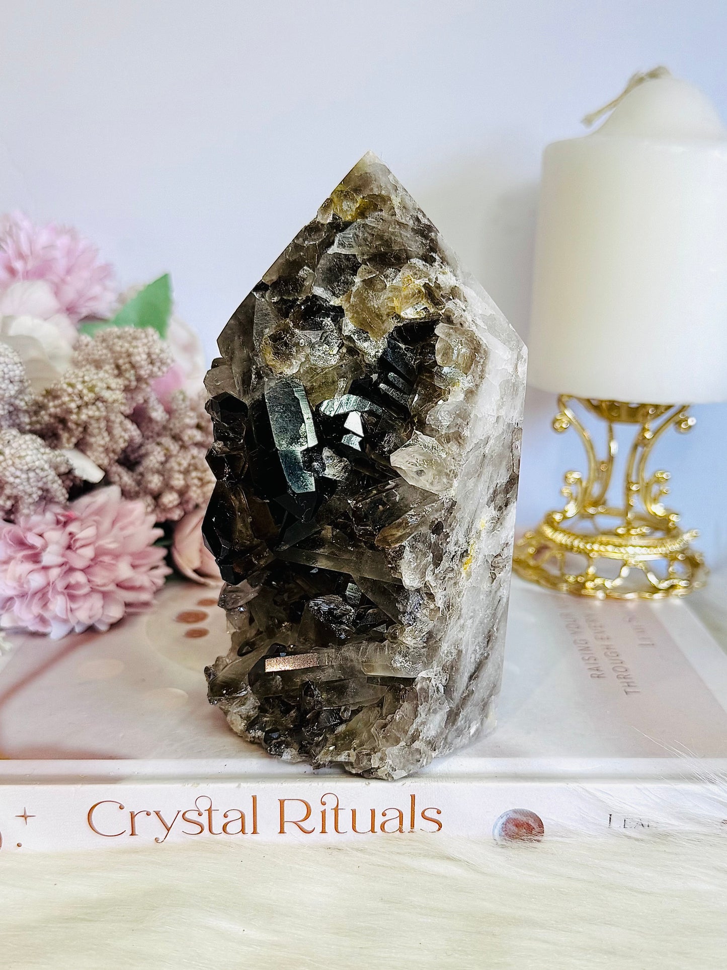 Smokey Quartz Cluster Tower 14cm 781grams From Brazil