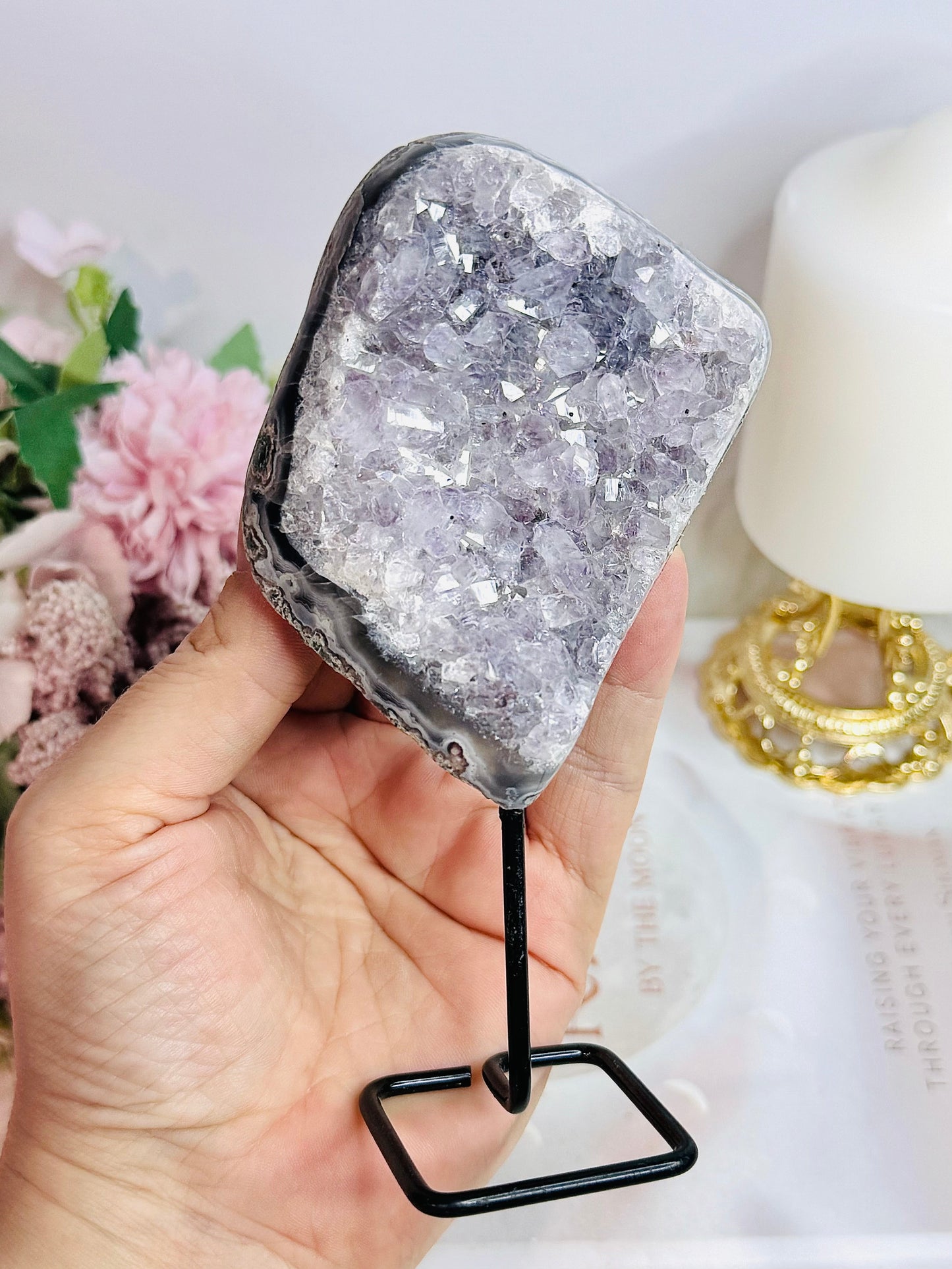 Natural Amethyst Cluster On Stand From Brazil 14cm