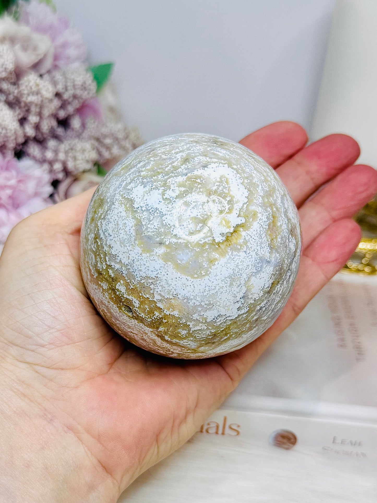 Large Ocean Jasper Sphere On Stand 480g