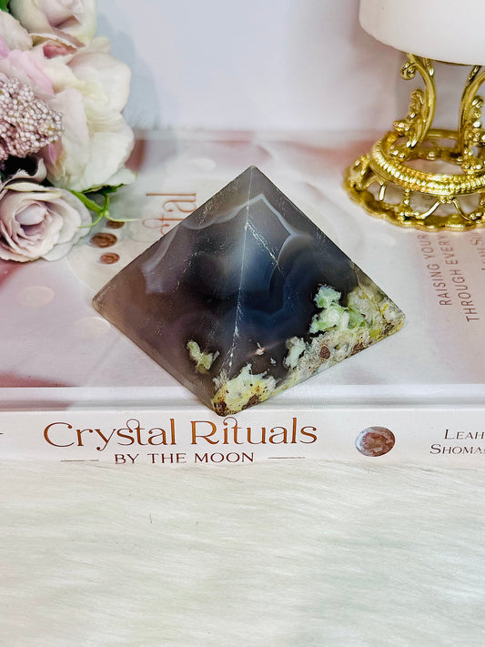 Green Flower Agate Pyramid 7.5cm