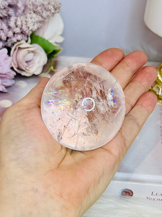 High Grade Clear Quartz Sphere Full of Rainbows 266g