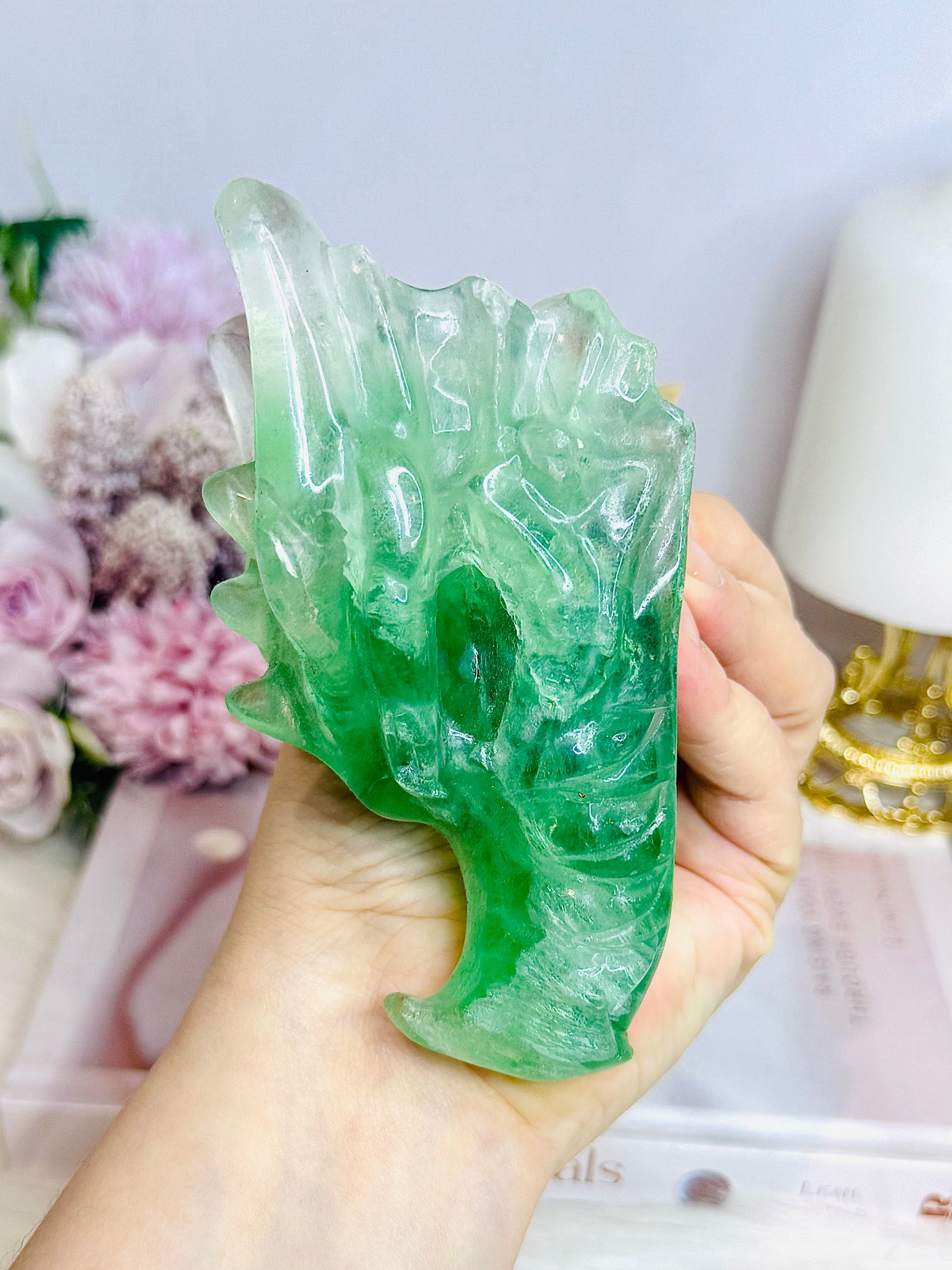 Green Fluorite Carved Dragon 11cm 464g