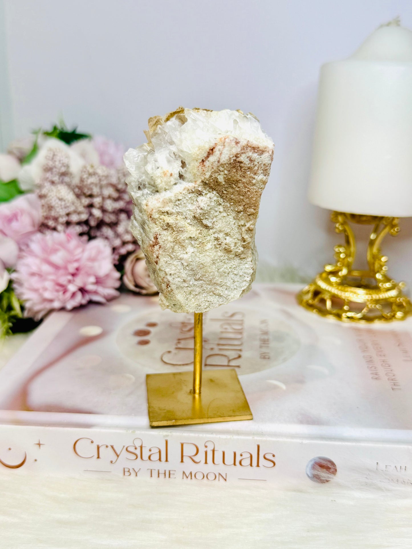 Natural Lithium Cluster Specimen on Gold Stand 12cm 310g