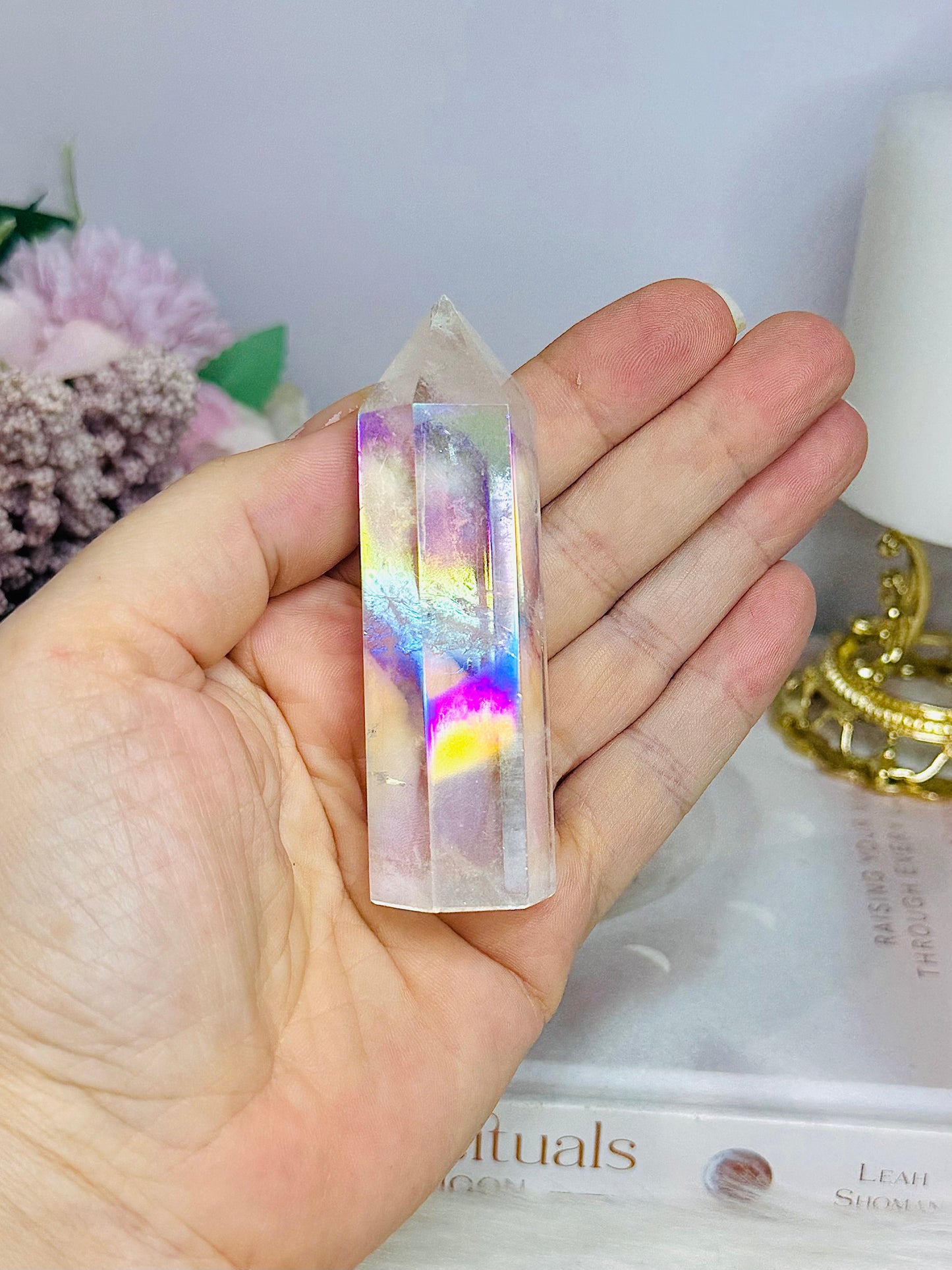 Clear Quartz Angel Aura Tower 8.5cm