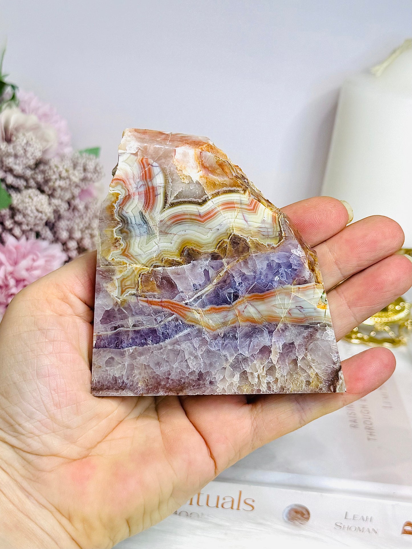 Natural Crazy Lace Amethyst Slab 9cm