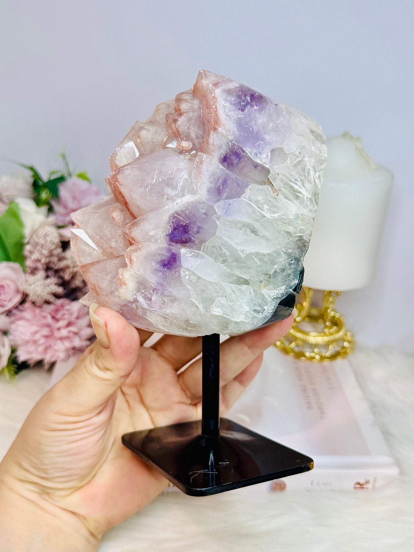 Rare Colour Large Amethyst Natural Freeform Cluster on Stand 17cm 1.12KG