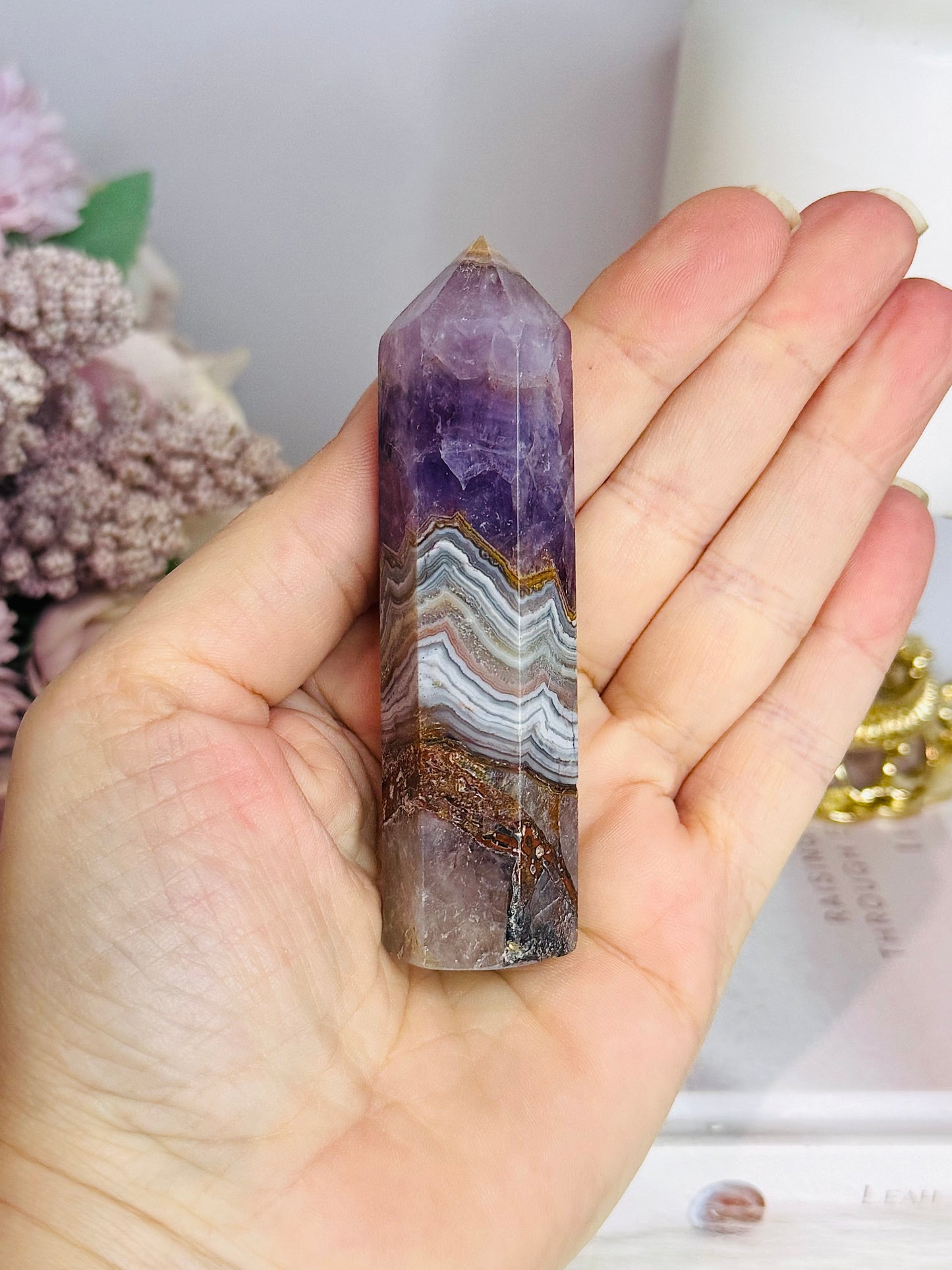 Amethyst X Mexican Agate Tower 10cm