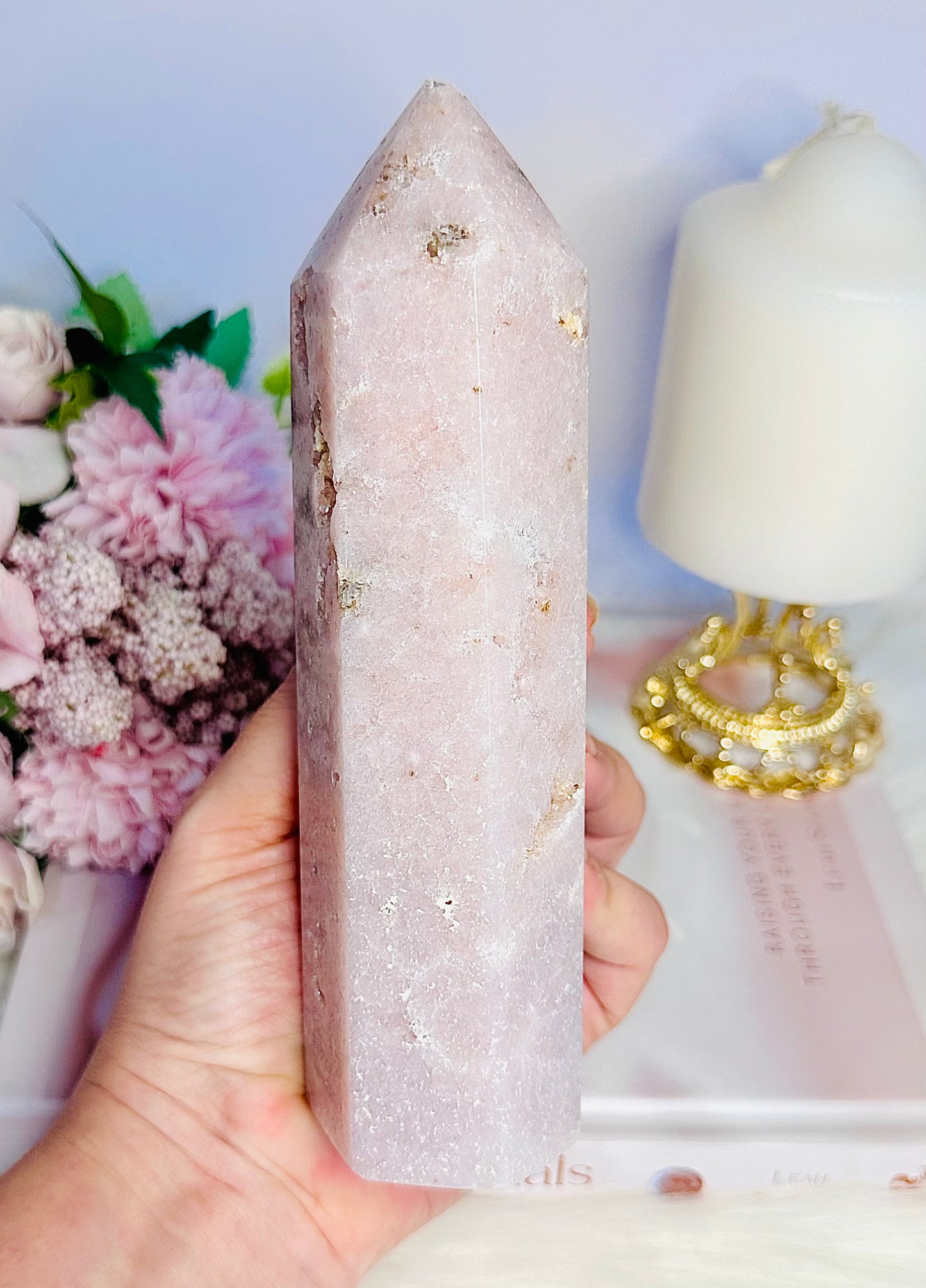 Stunning Large 17cm 642gram Druzy Pink Amethyst Chunky Tower From Brazil - Shiny Druzy At Tip Of Tower Not Chipped