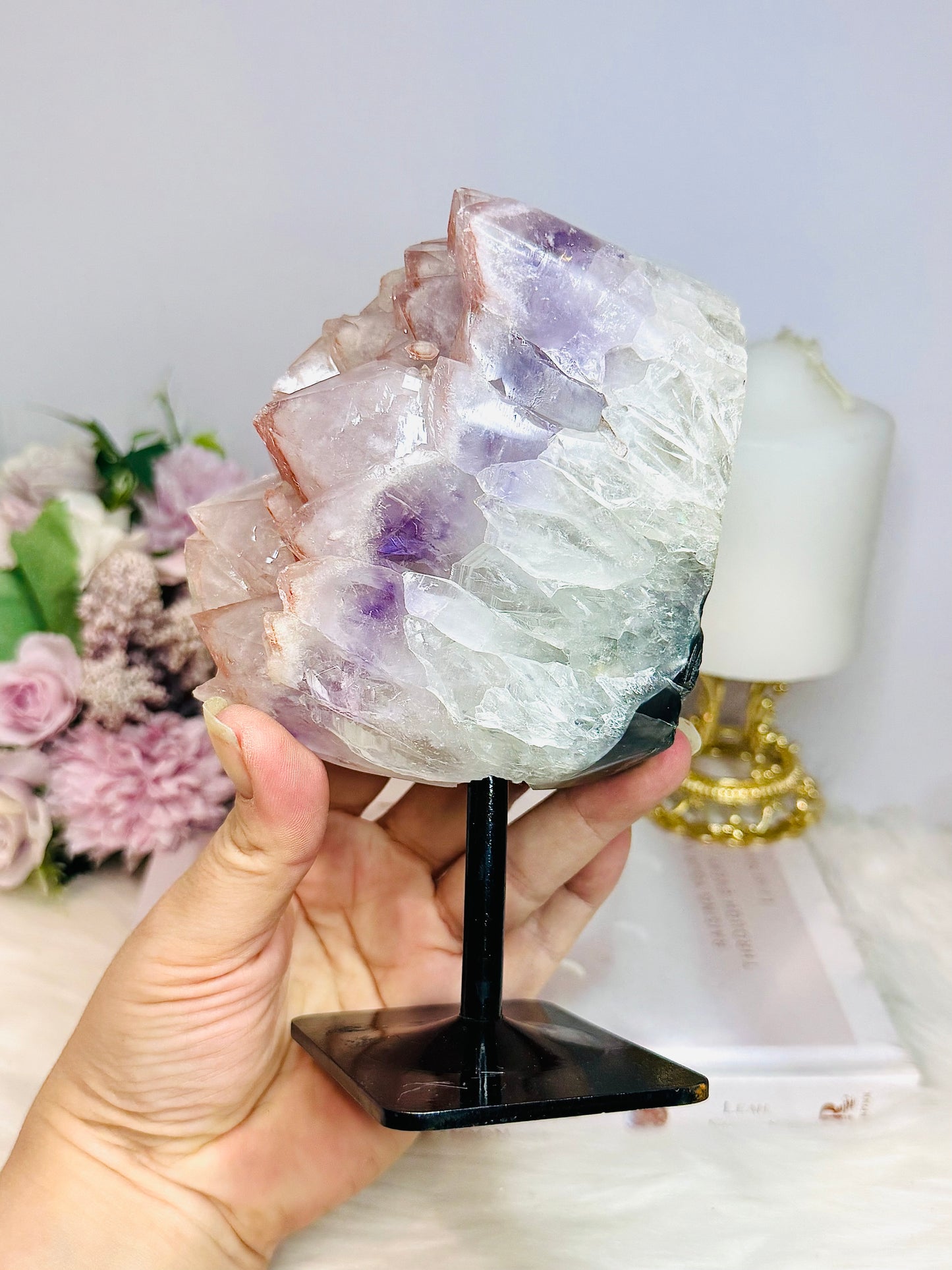 Rare Colour Large Amethyst Natural Freeform Cluster on Stand 17cm 1.12KG