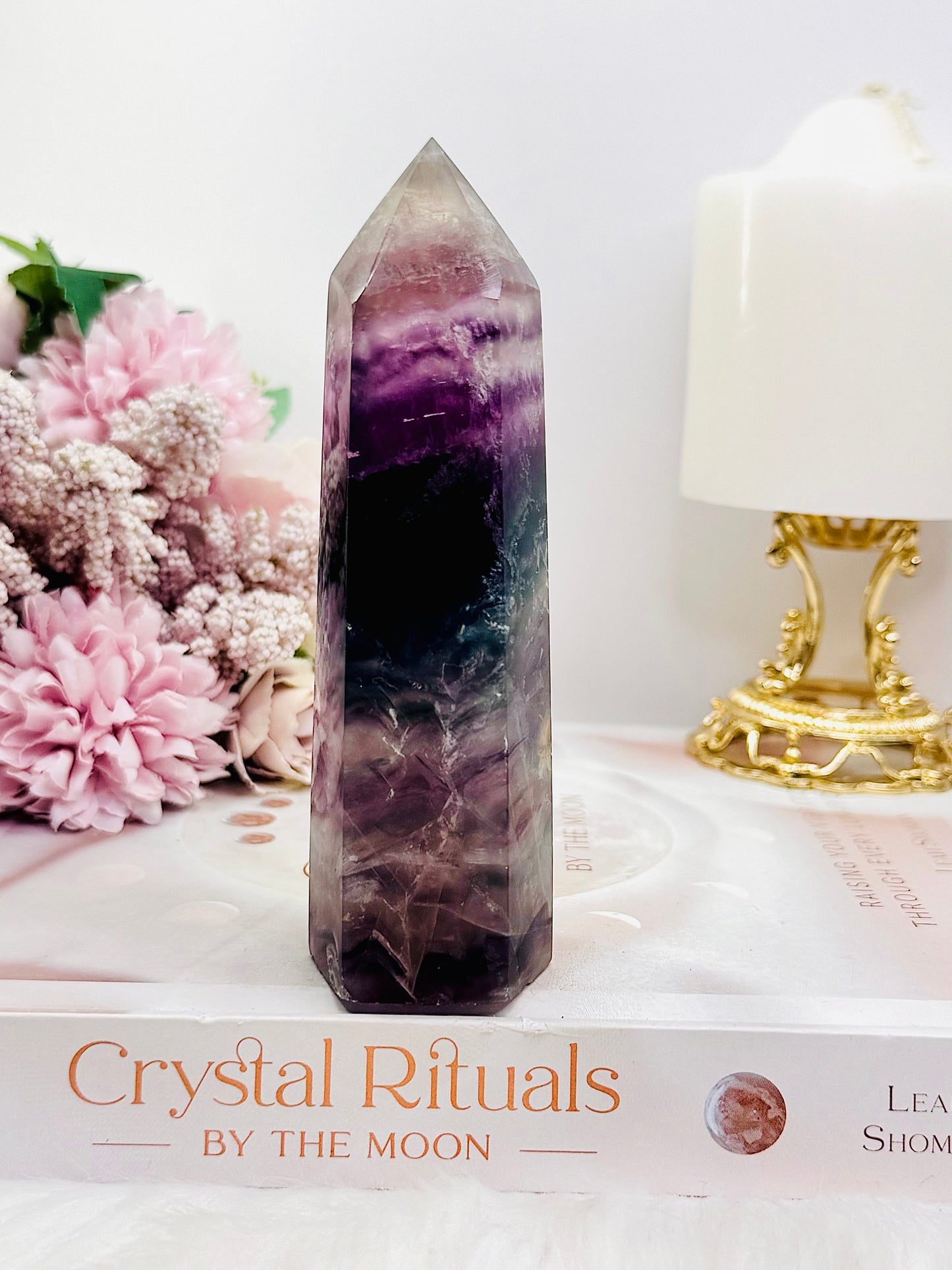 Large Chunky 13cm Rainbow Fluorite Tower