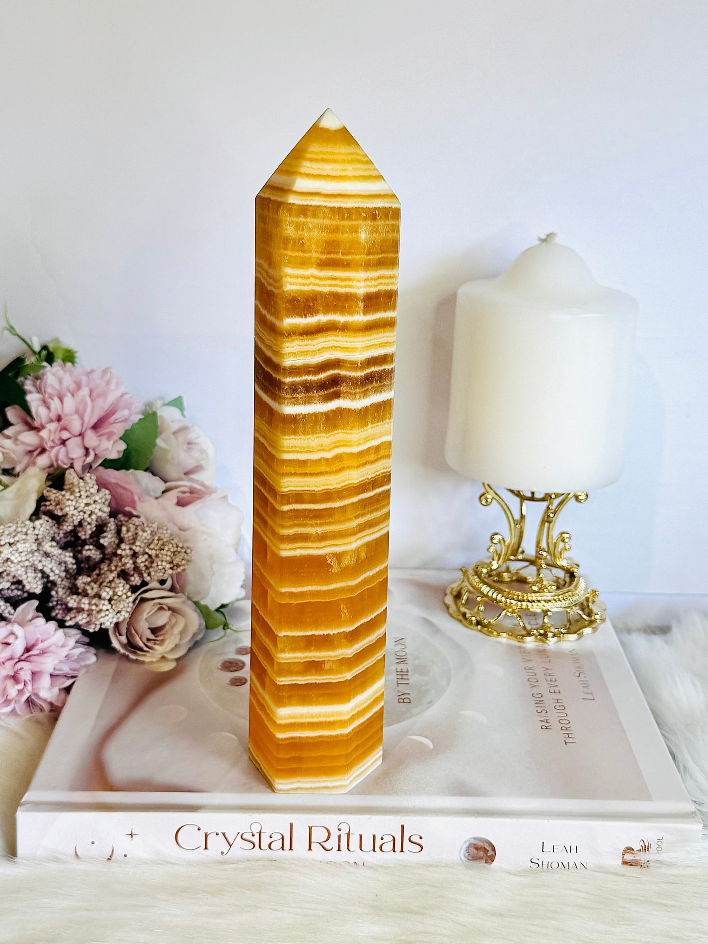 Stunning 22cm Orange Calcite Chunky Tower
