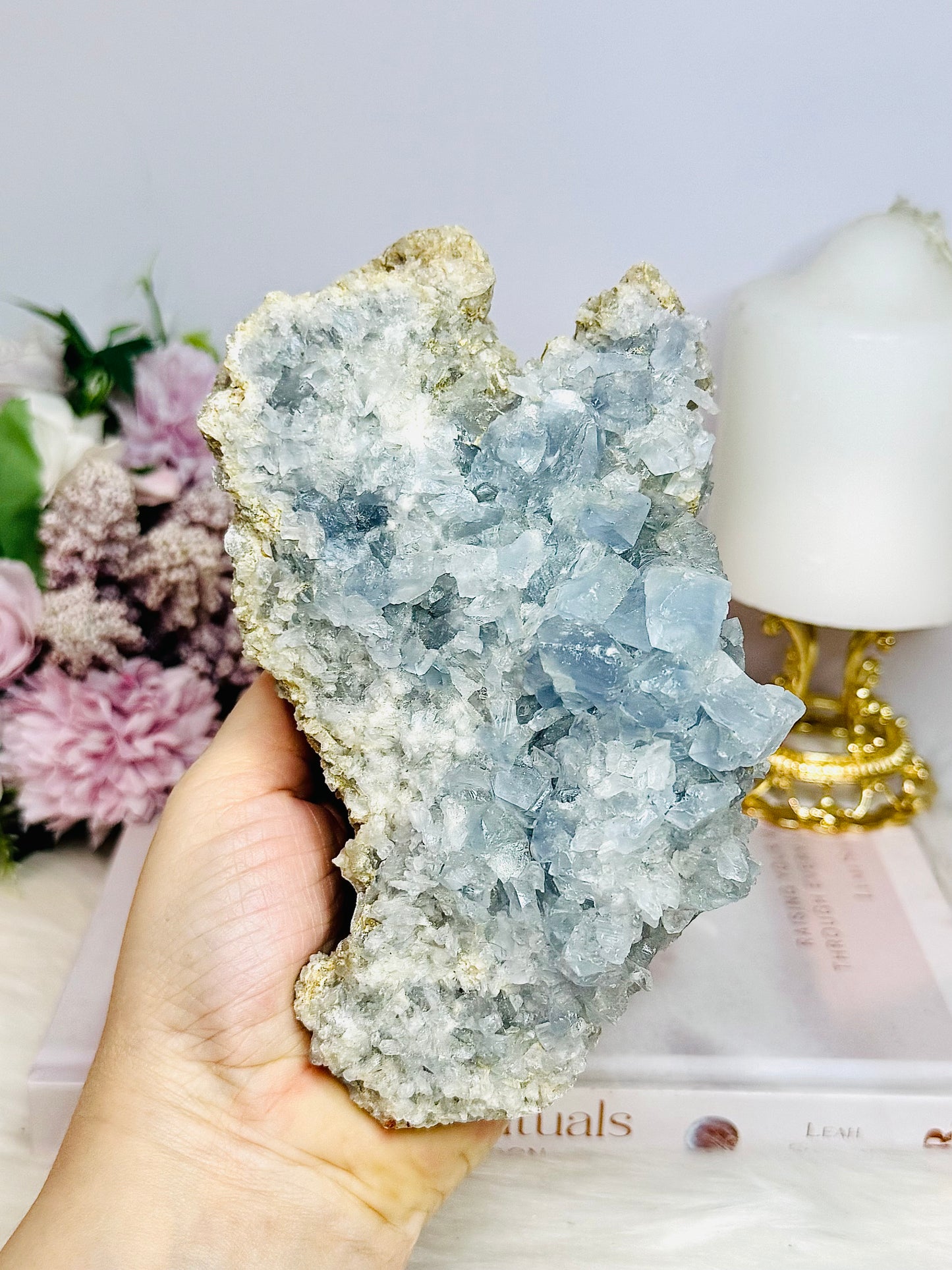 Natural Blue Celestite Large Cluster Specimen 1.36KG