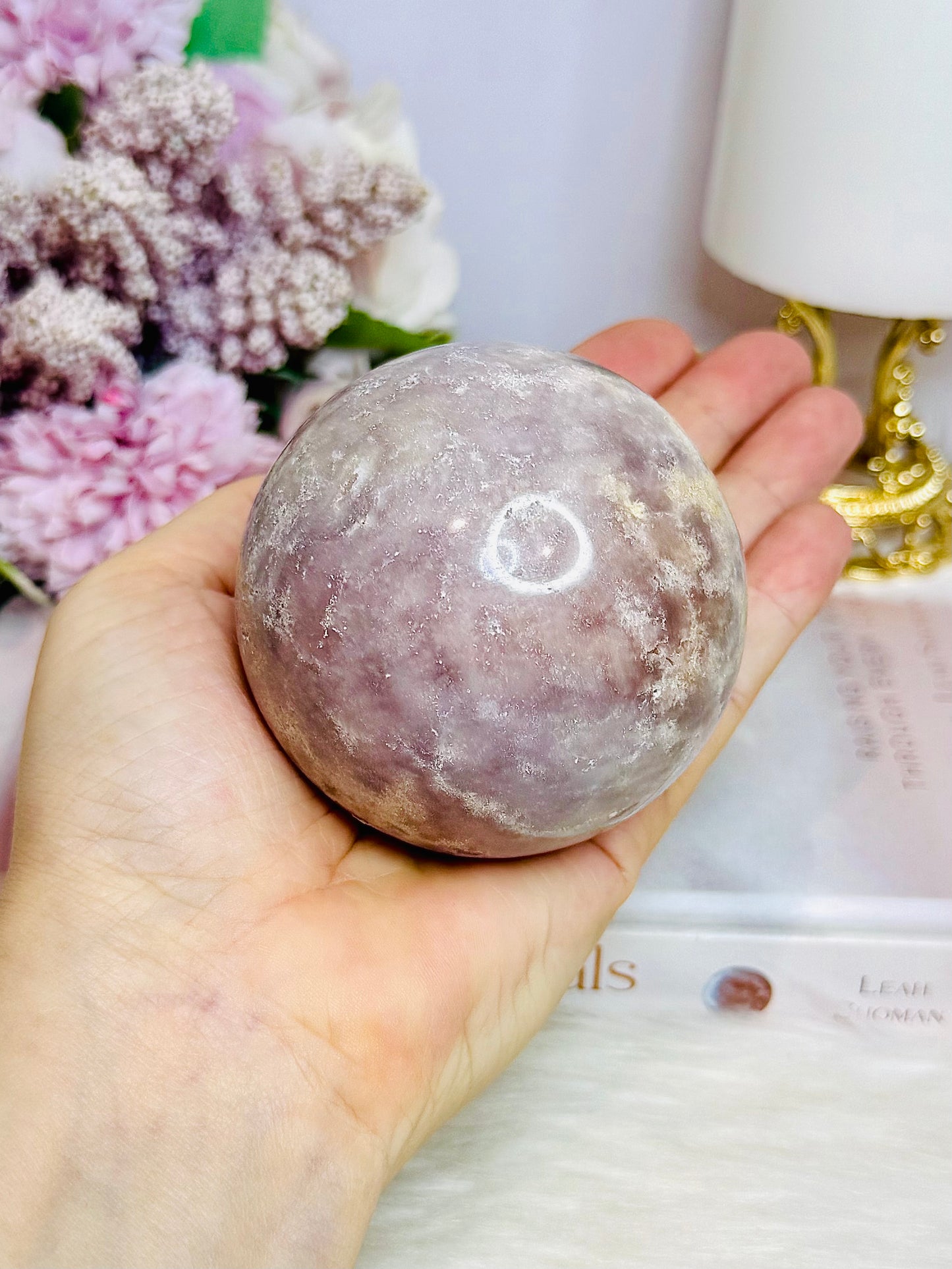 Large Pink Amethyst Sphere on Stand 466g