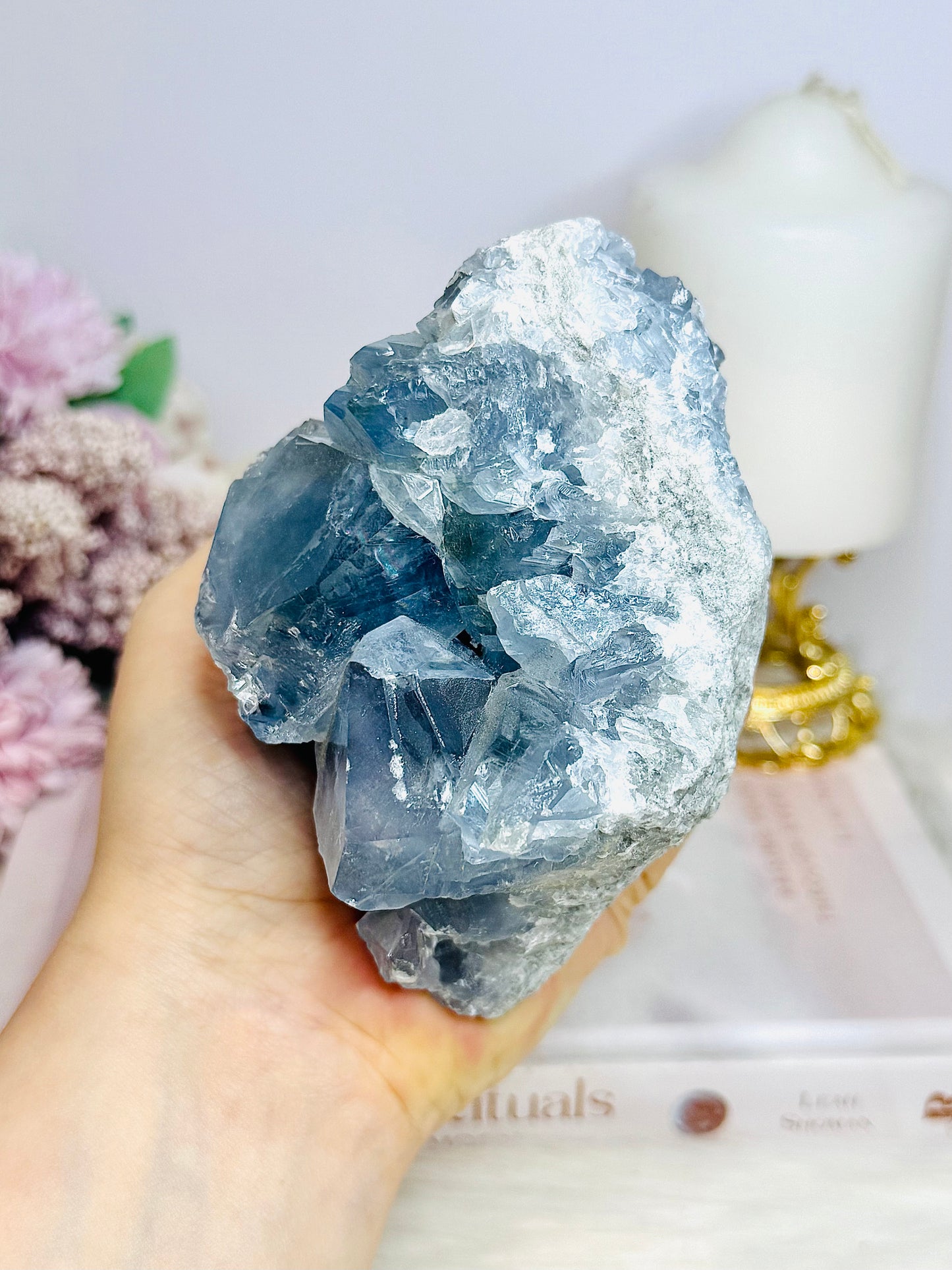High Grade Natural Blue Celestite Large Freeform 1.12KG