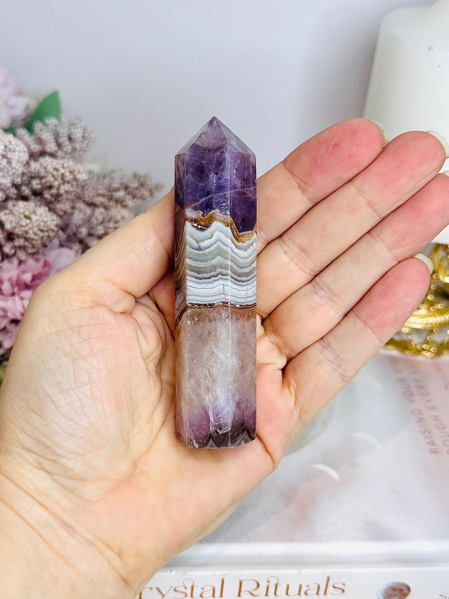 Amethyst X Mexican Agate Tower 10cm