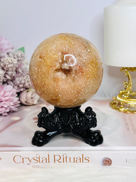Large Druzy Pink Amethyst Sphere on Stand 602g